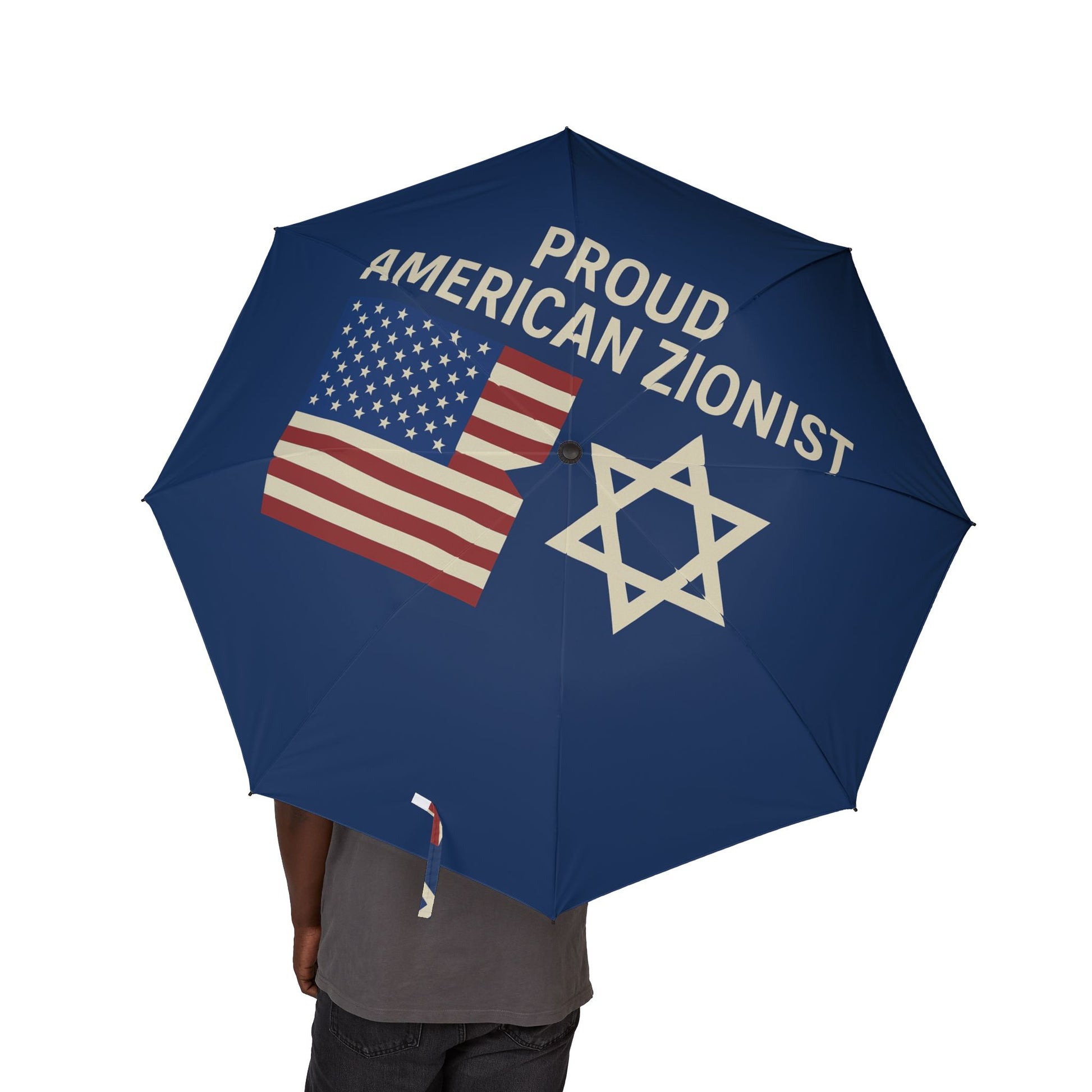 Blue Proud American Zionist Semi - Automatic Foldable Umbrella - American Zionist