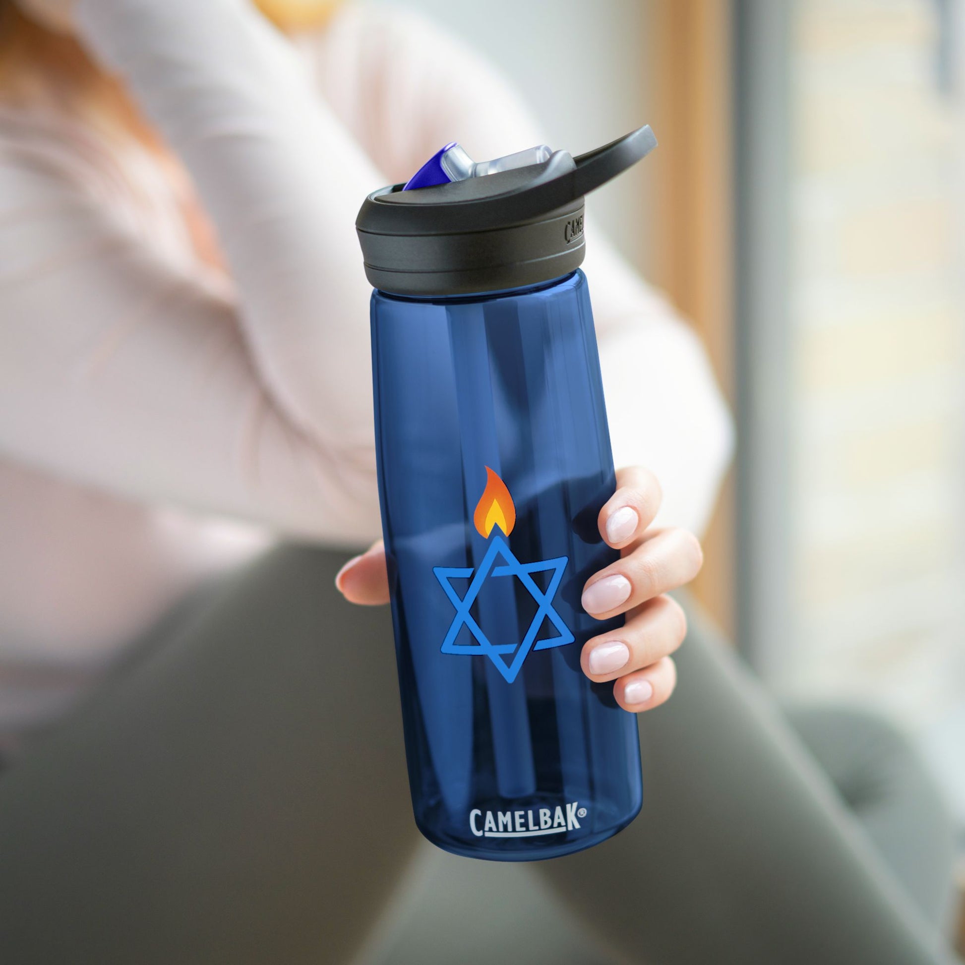 Fire Stars Of David Water Bottle, 20oz\25oz - American Zionist