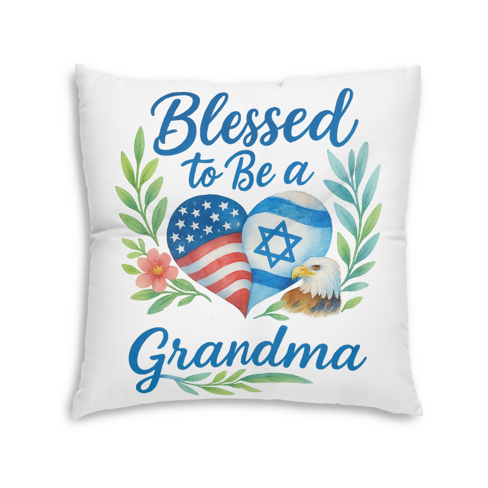 Blessed To Be A Grandma Tufted Floor Pillow, Square - American Zionist
