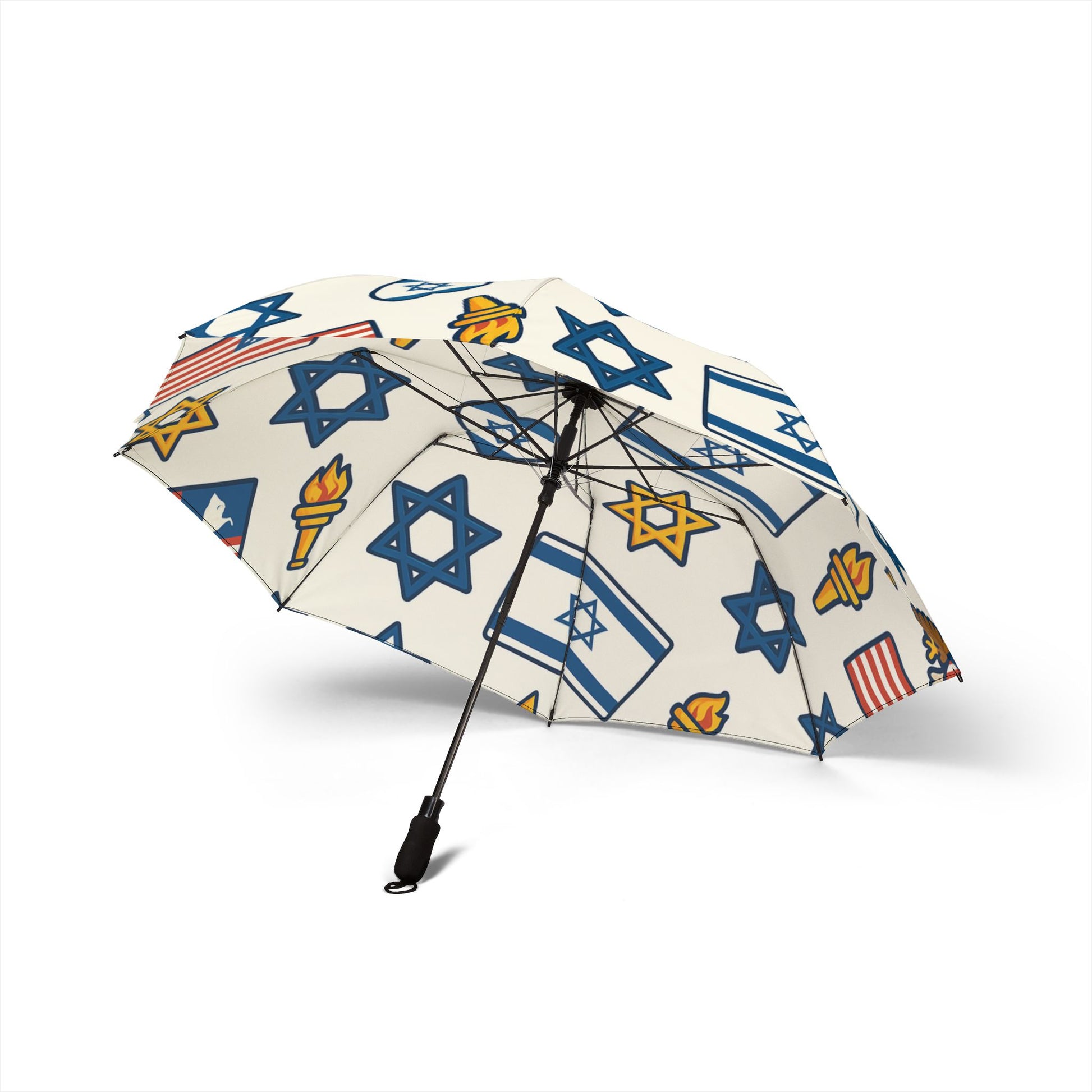 Symbols of Shared Freedom Semi - Automatic Foldable Umbrella - American Zionist