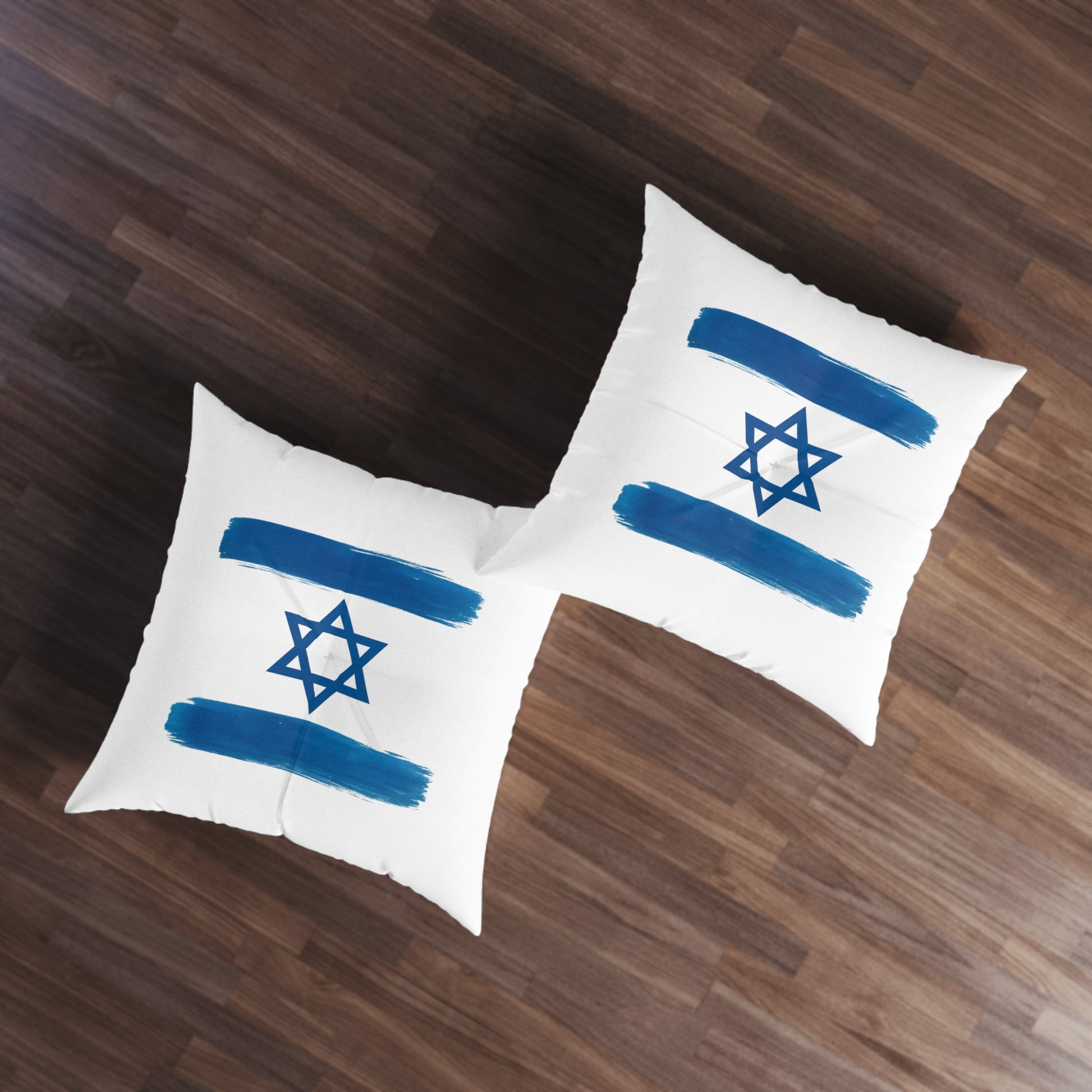 Blue Stars Of David Tufted Floor Pillow, Square - American Zionist