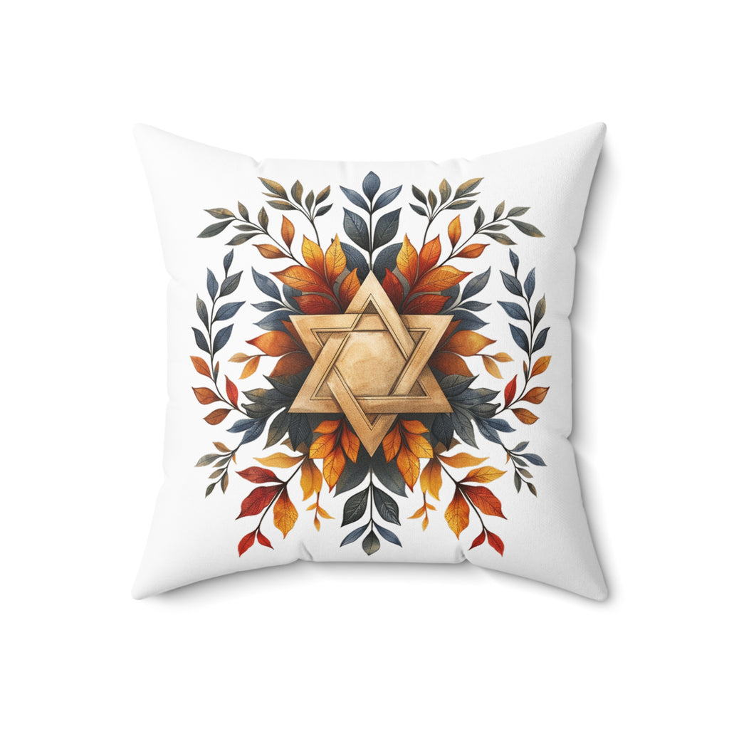 Star Of David Wreath Spun Polyester Square Pillow - American Zionist