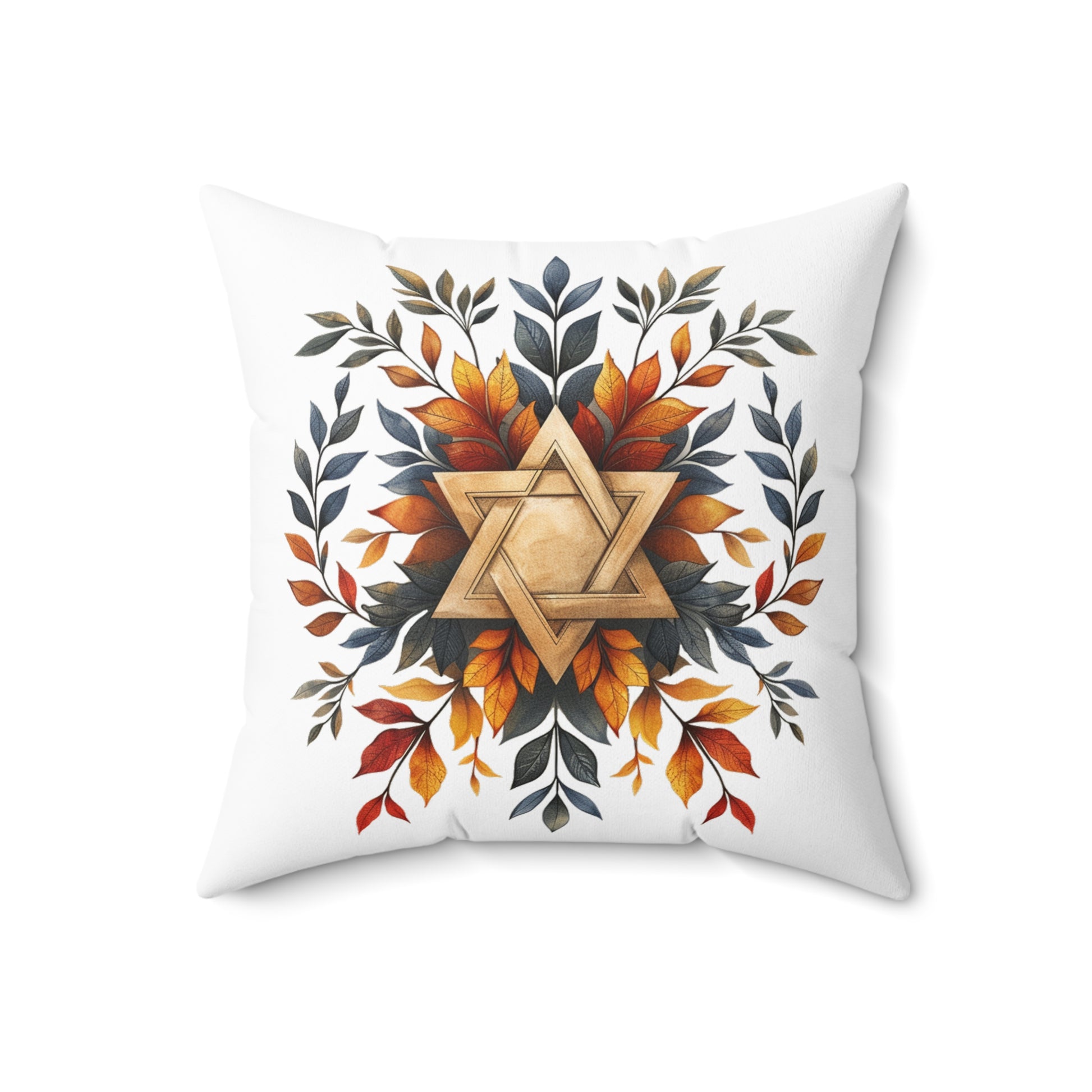 Star Of David Wreath Spun Polyester Square Pillow - American Zionist