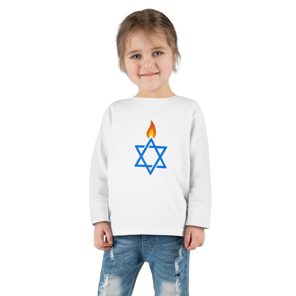 Fire Stars Of David Toddler Long Sleeve Tee - American Zionist