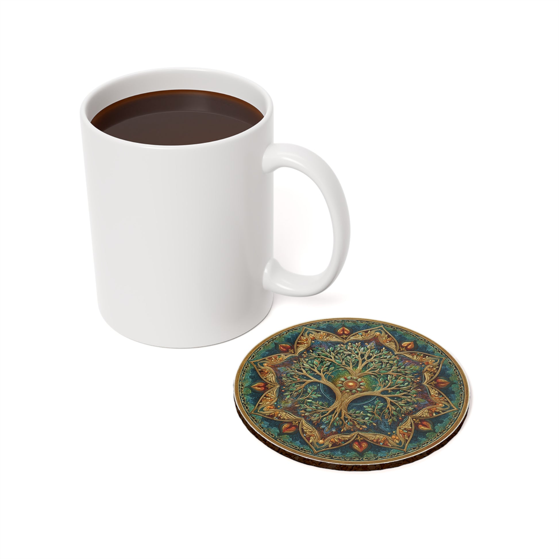Sacred Roots Mandala Cork Back Coaster - American Zionist