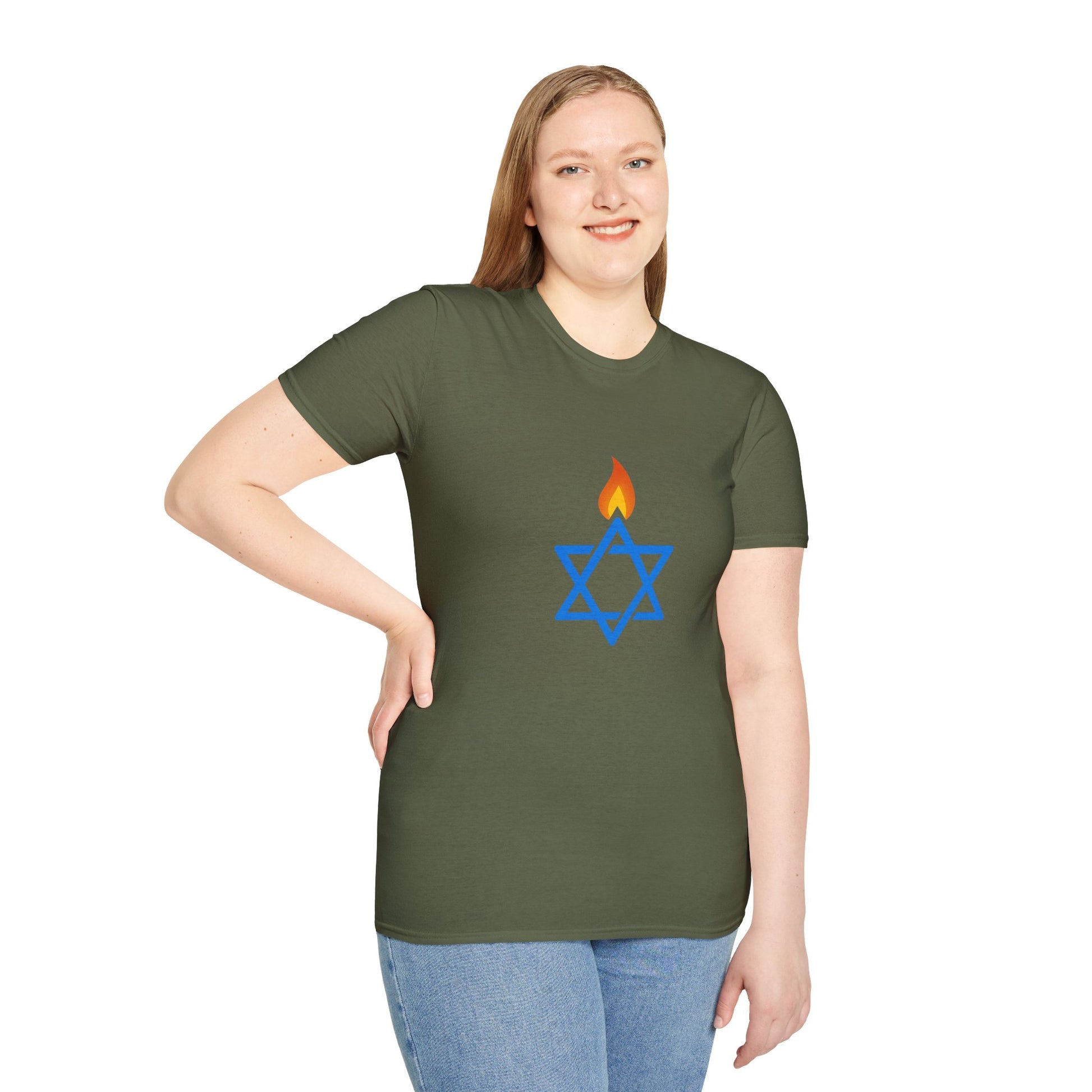 Fire Stars Of David Unisex Softstyle T-Shirt - American Zionist