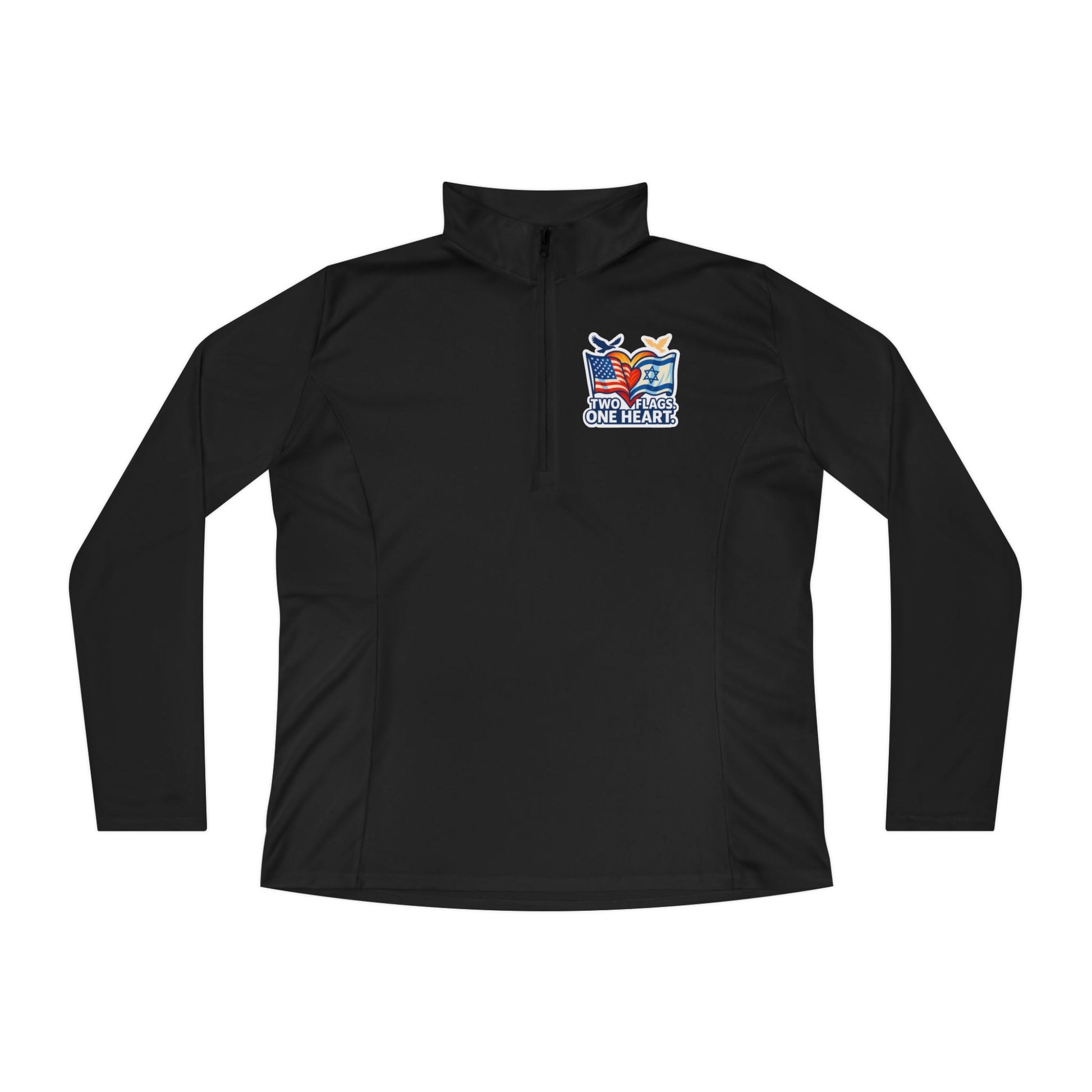 Two Flags. One Heart Ladies Quarter - Zip Pullover - American Zionist