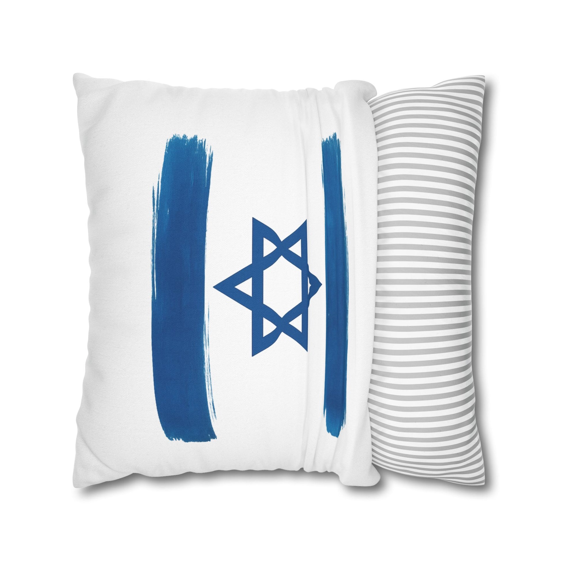 Blue Stars Of David Spun Polyester Square Pillowcase - American Zionist