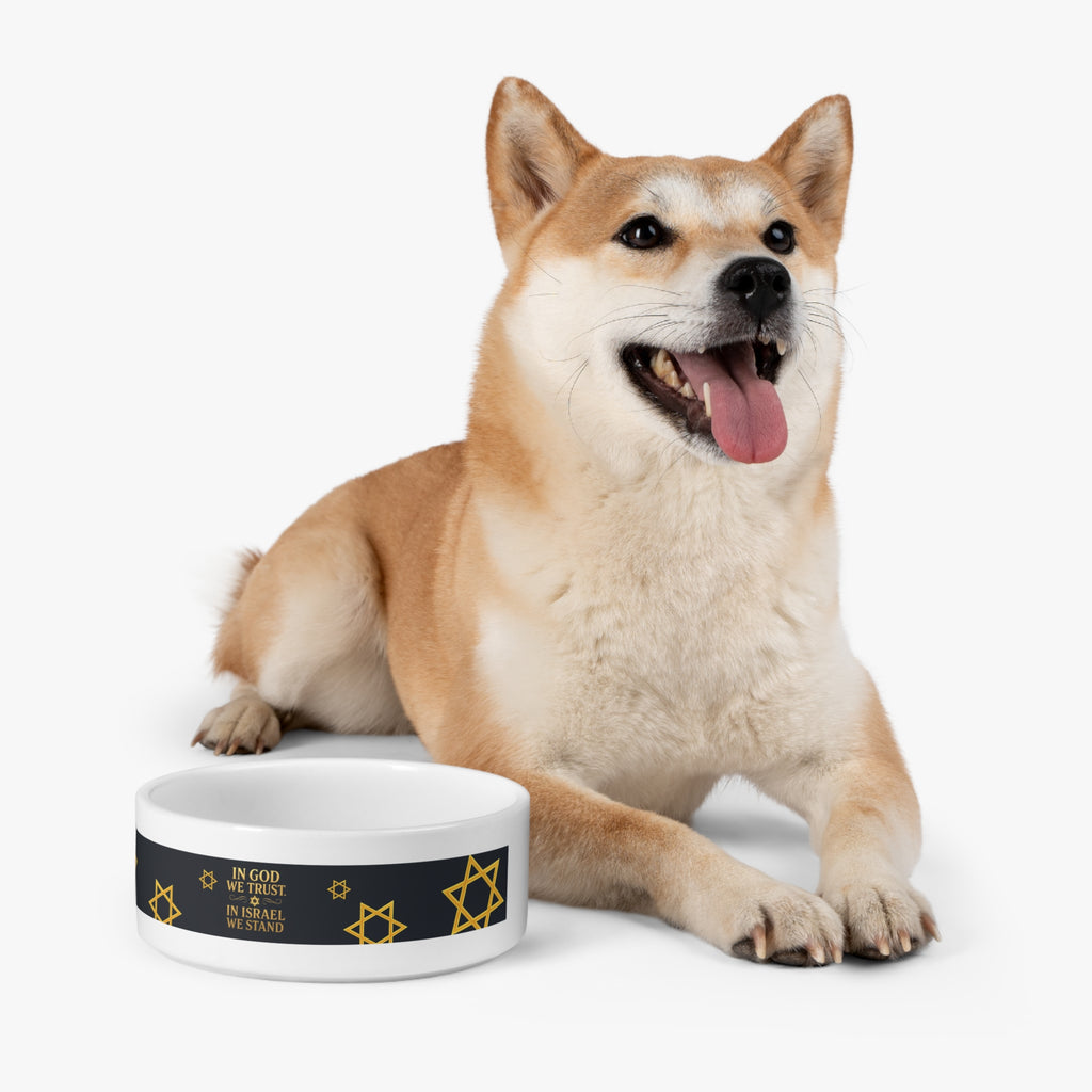 In God We Trust, In Israel We Stand with Stars Pet Bowl 16oz - American Zionist