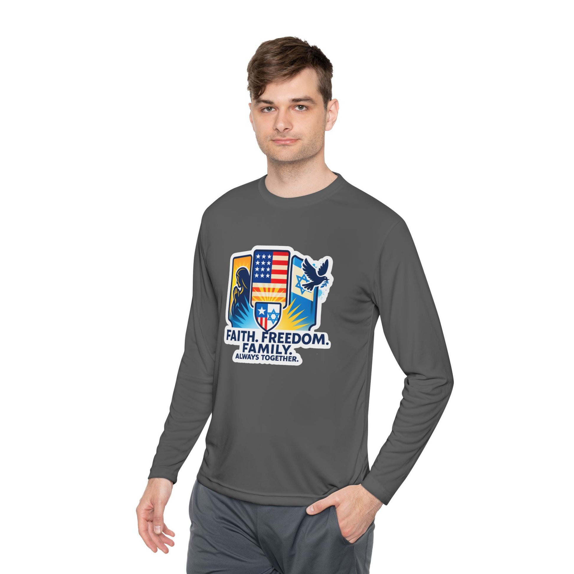 Faith Freedom Family Unisex Lightweight Long Sleeve Tee - American Zionist