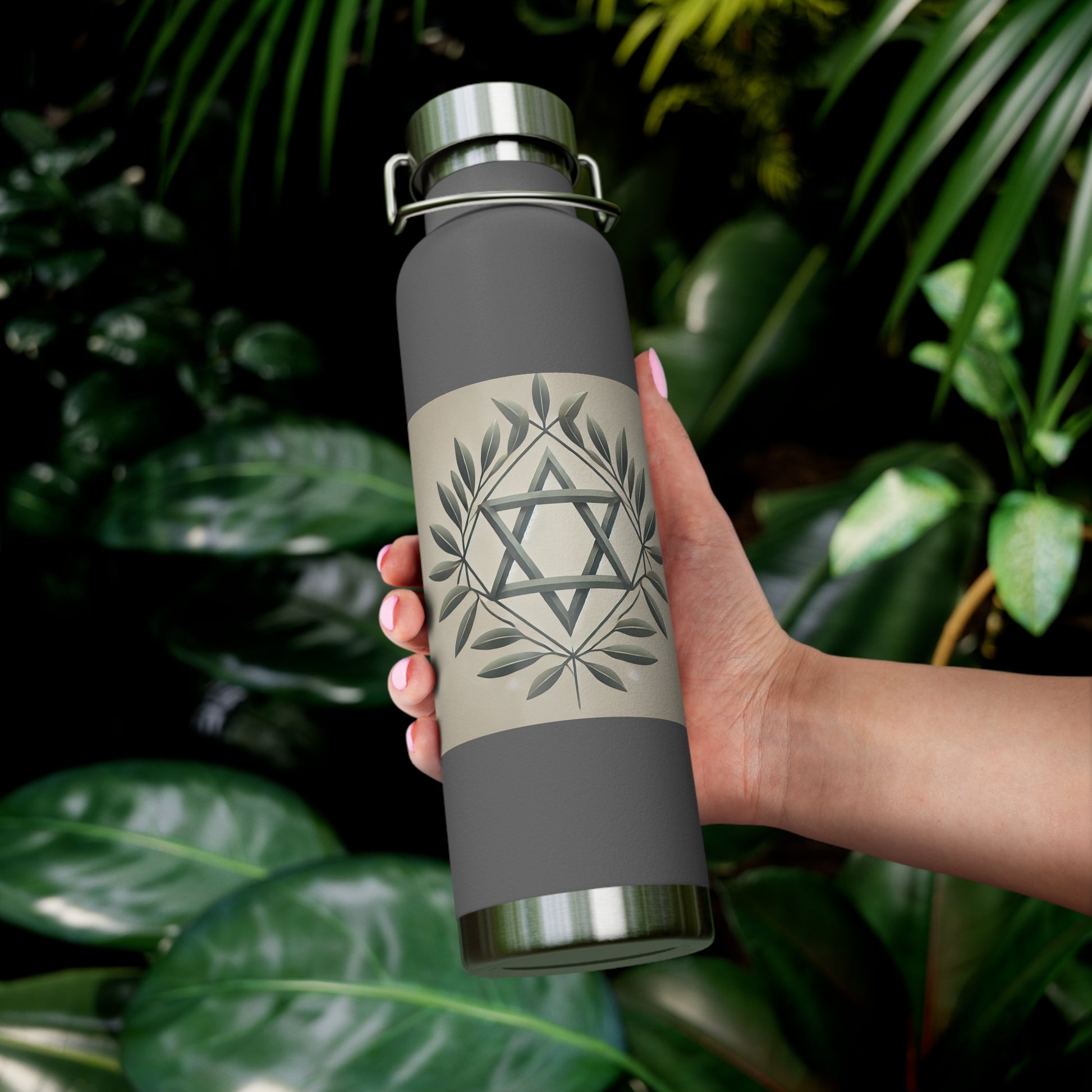 Olive and Star of David Copper Vacuum Insulated Bottle, 22oz - American Zionist