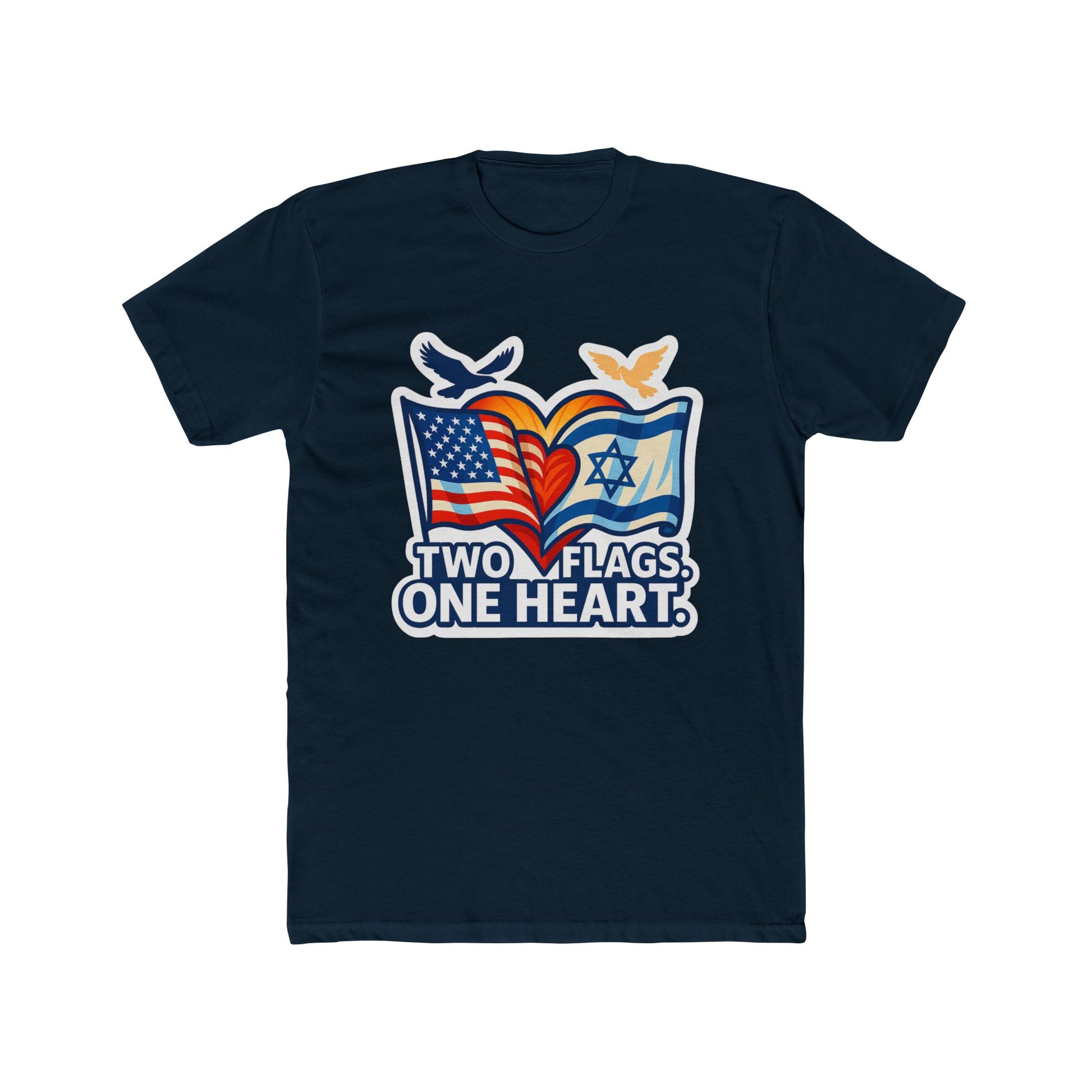 Two Flags. One Heart Unisex Cotton Crew Tee - American Zionist