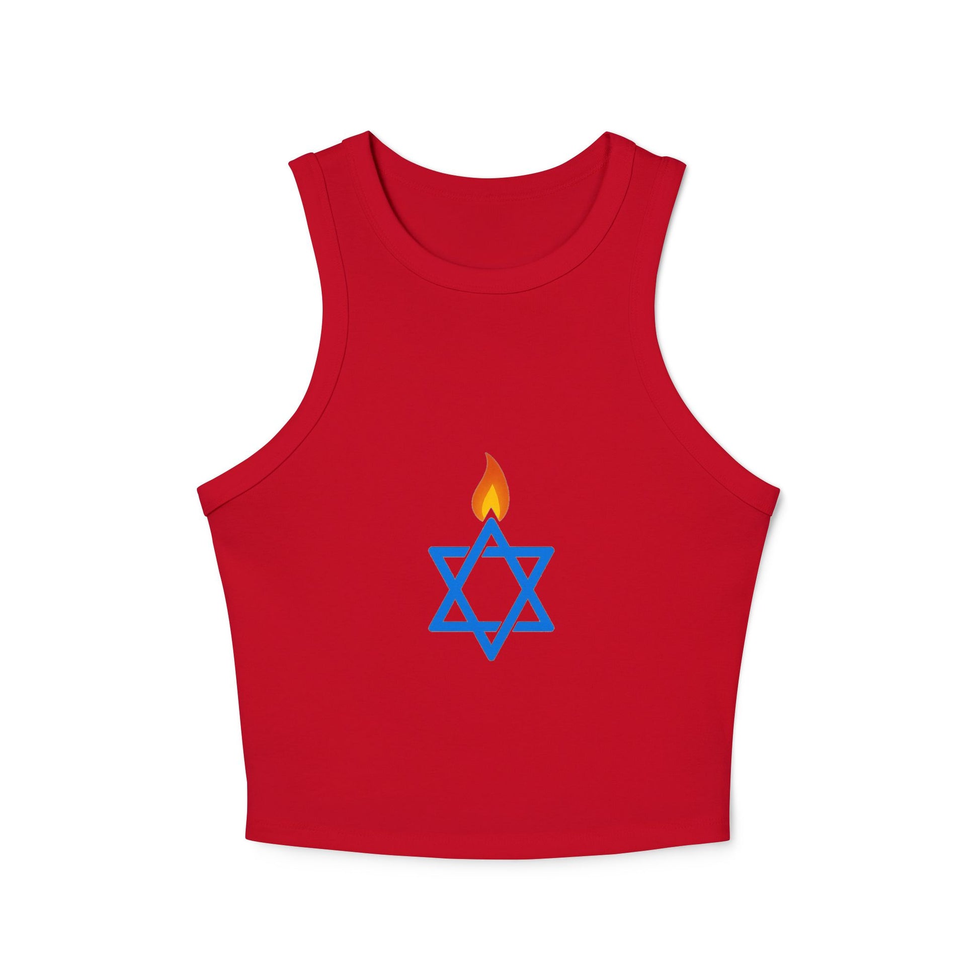Fire Stars Of David Women's Micro Rib Racer Tank Top - American Zionist