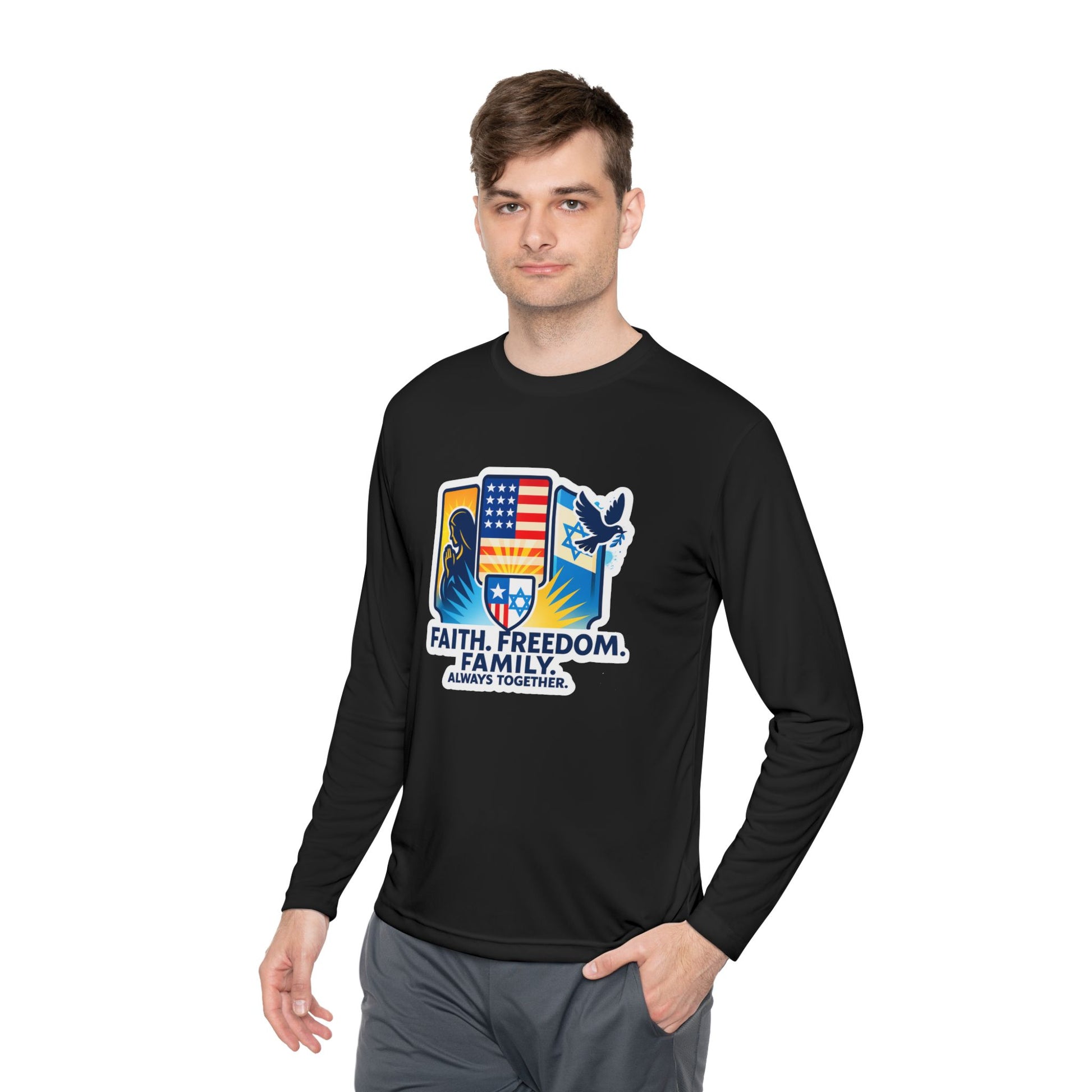 Faith Freedom Family Unisex Lightweight Long Sleeve Tee - American Zionist