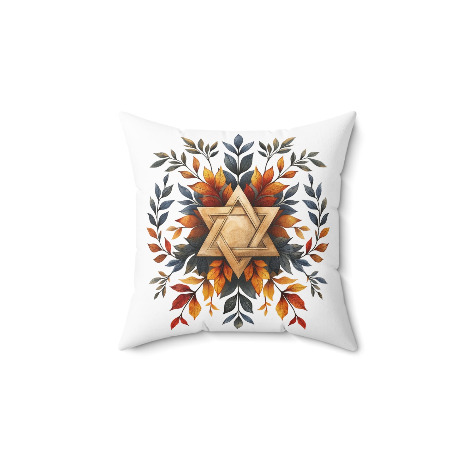 Star Of David Wreath Spun Polyester Square Pillow - American Zionist