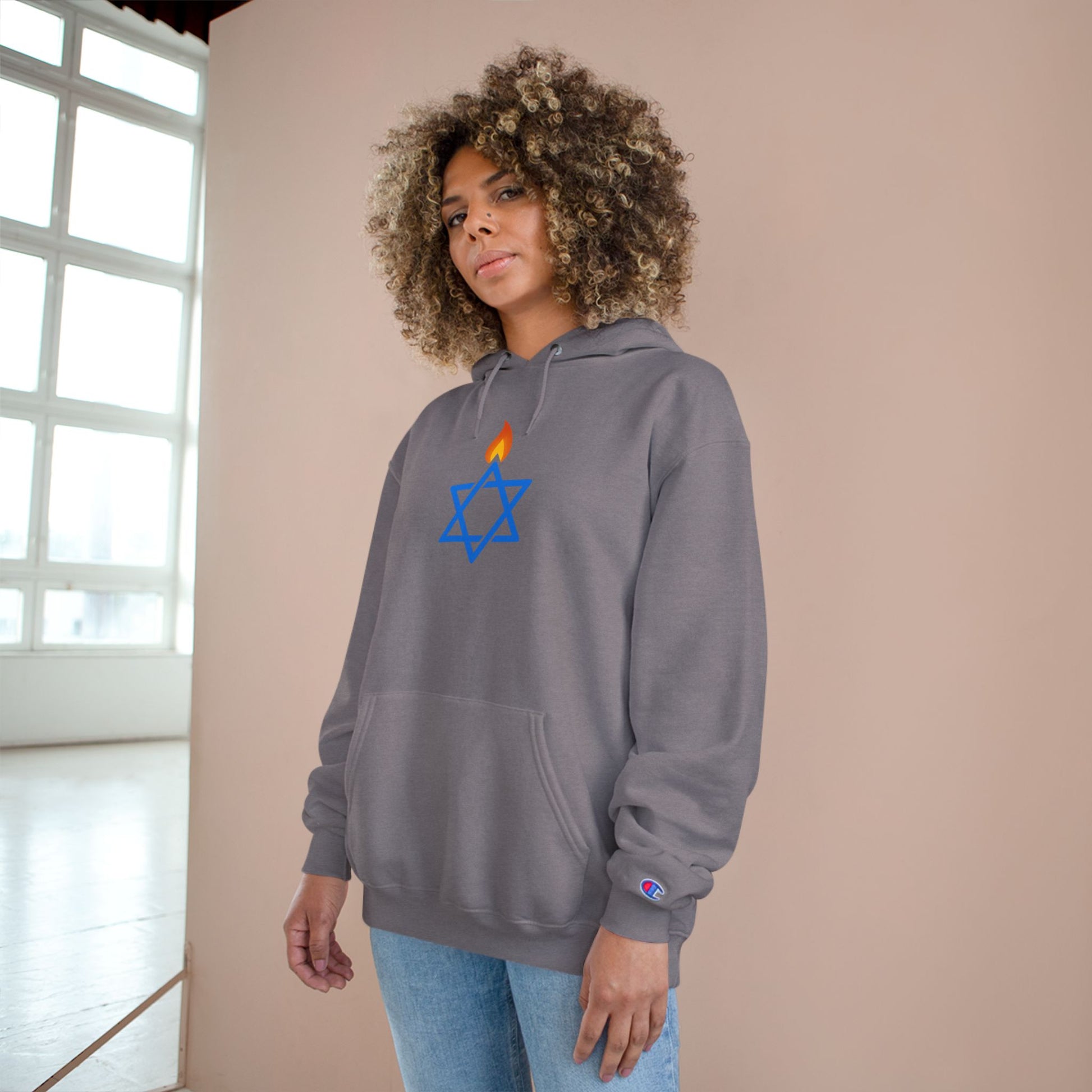 Fire Stars Of David Champion Hoodie - American Zionist