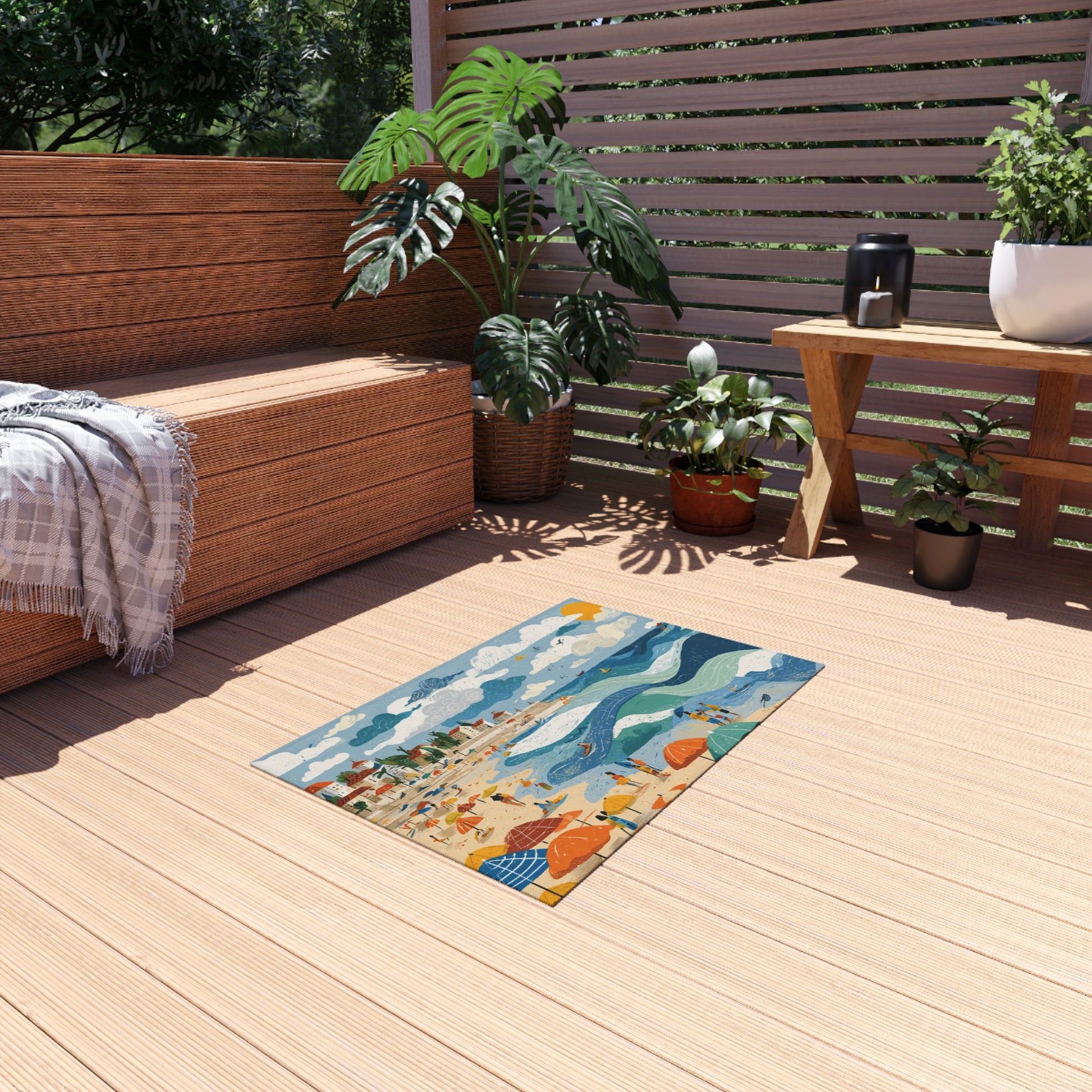 Tel Aviv Beach Outdoor Rug - American Zionist