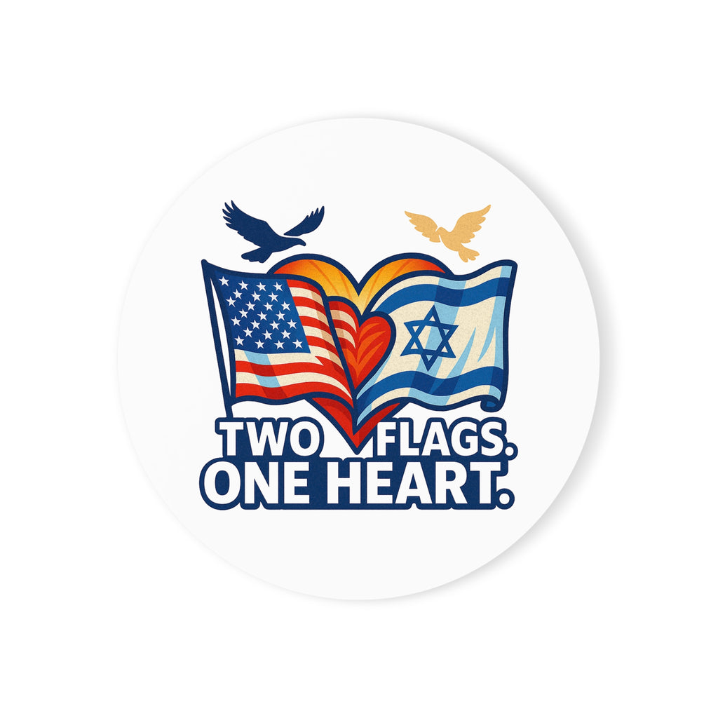Two Flags. One Heart Cork Back Coaster - American Zionist