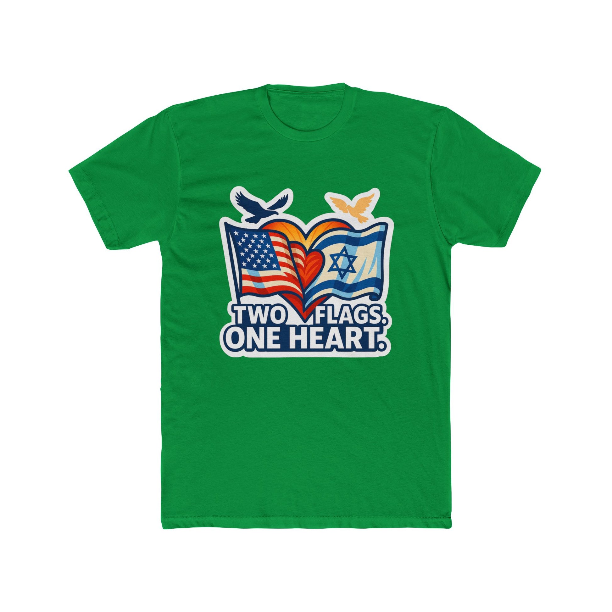 Two Flags. One Heart Unisex Cotton Crew Tee - American Zionist