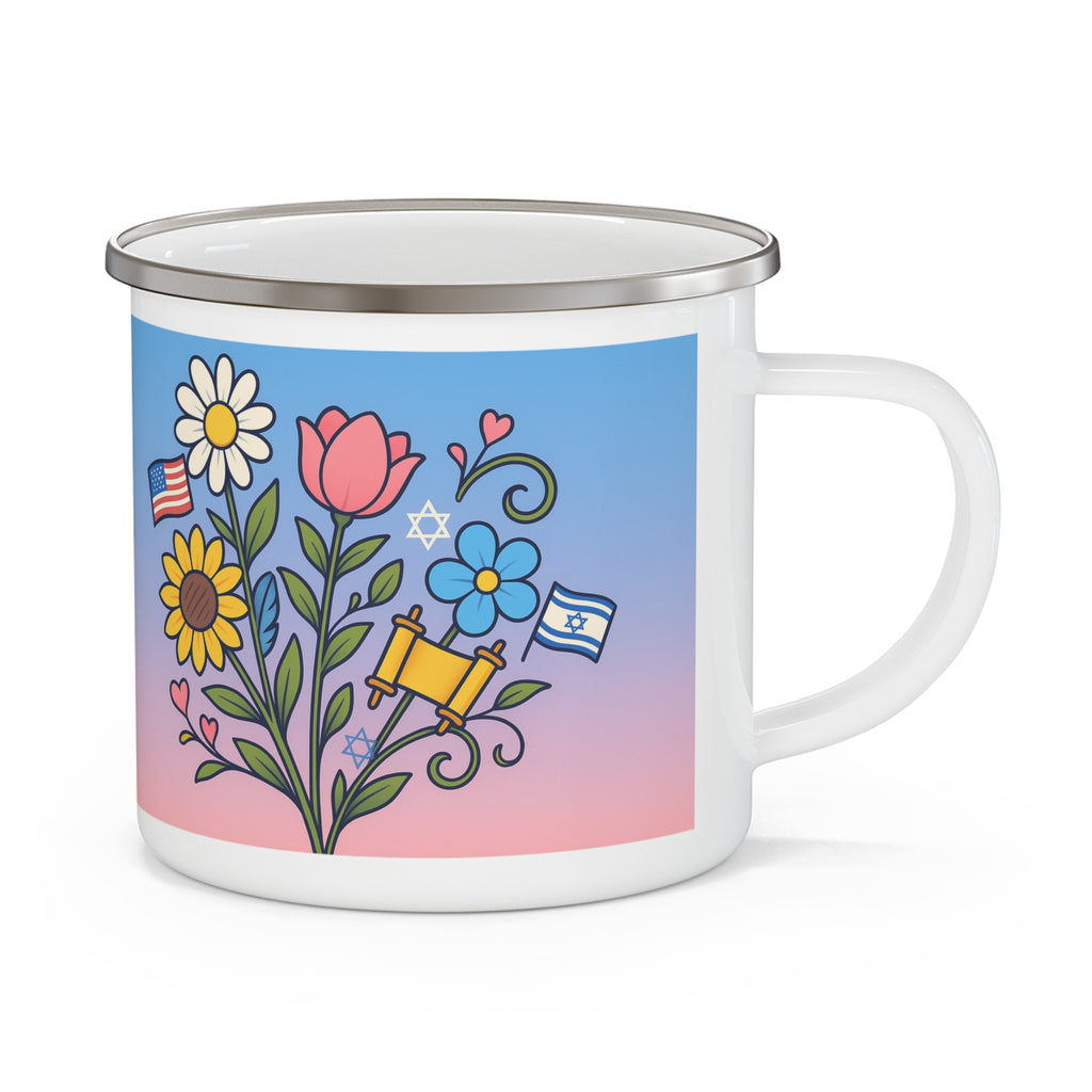 Flourish With Freedom Enamel Camping Mug - American Zionist