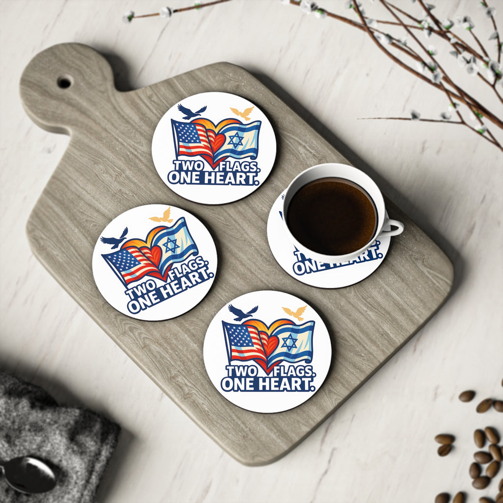 Two Flags. One Heart Coasters - American Zionist