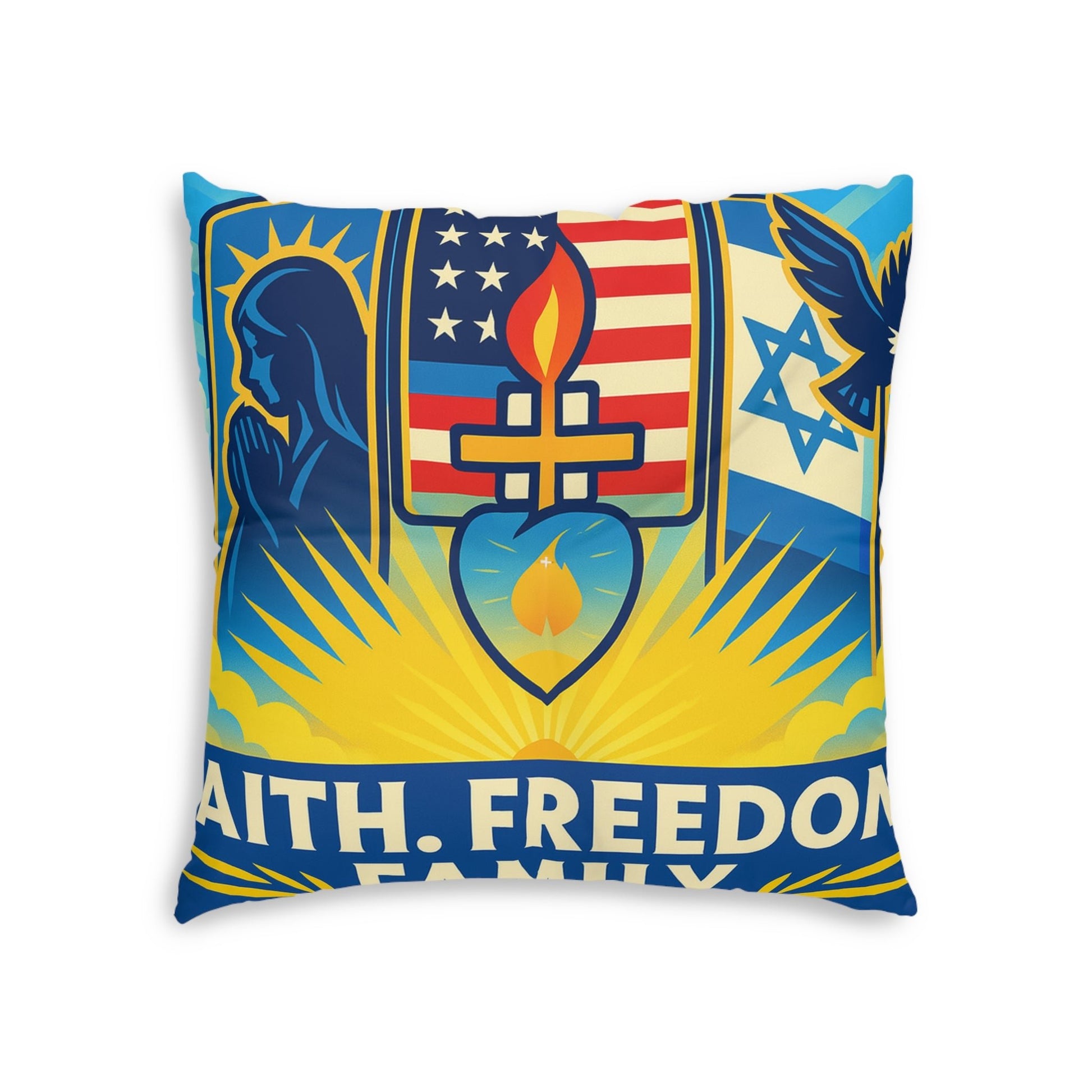 Guided By Faith's Flame Tufted Floor Pillow, Square - American Zionist