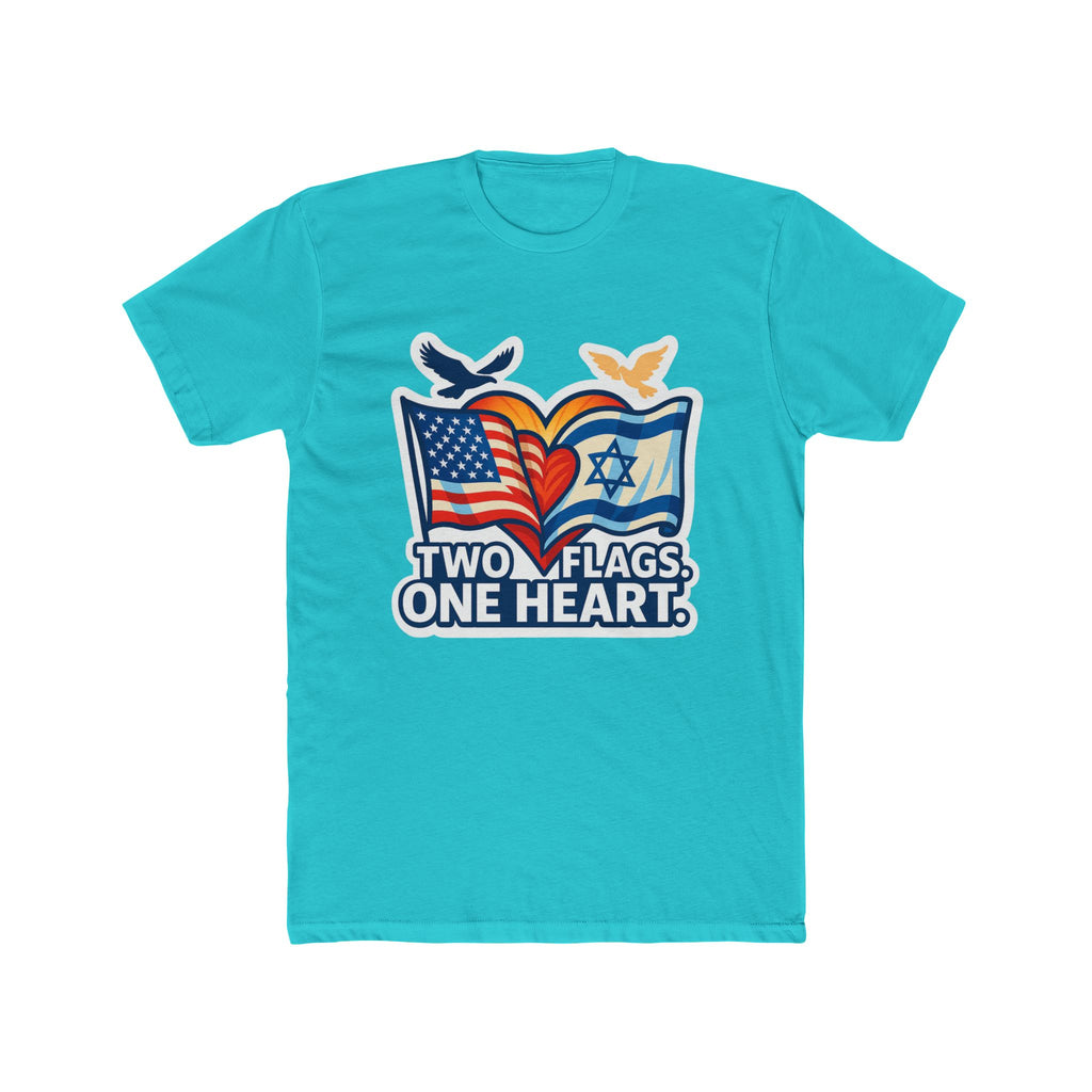 Two Flags. One Heart Unisex Cotton Crew Tee - American Zionist