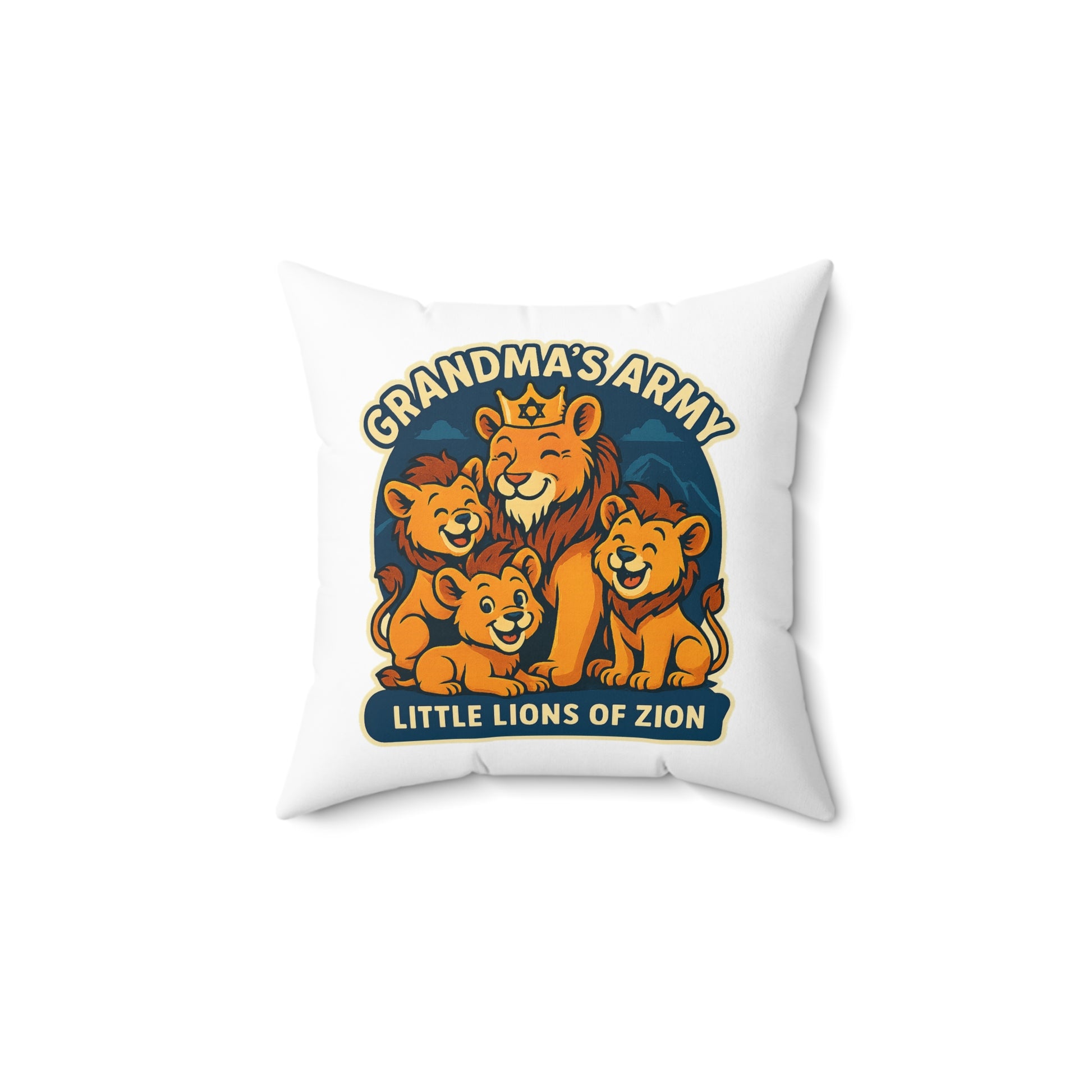 Grandma's Little Lions Spun Polyester Square Pillow - American Zionist