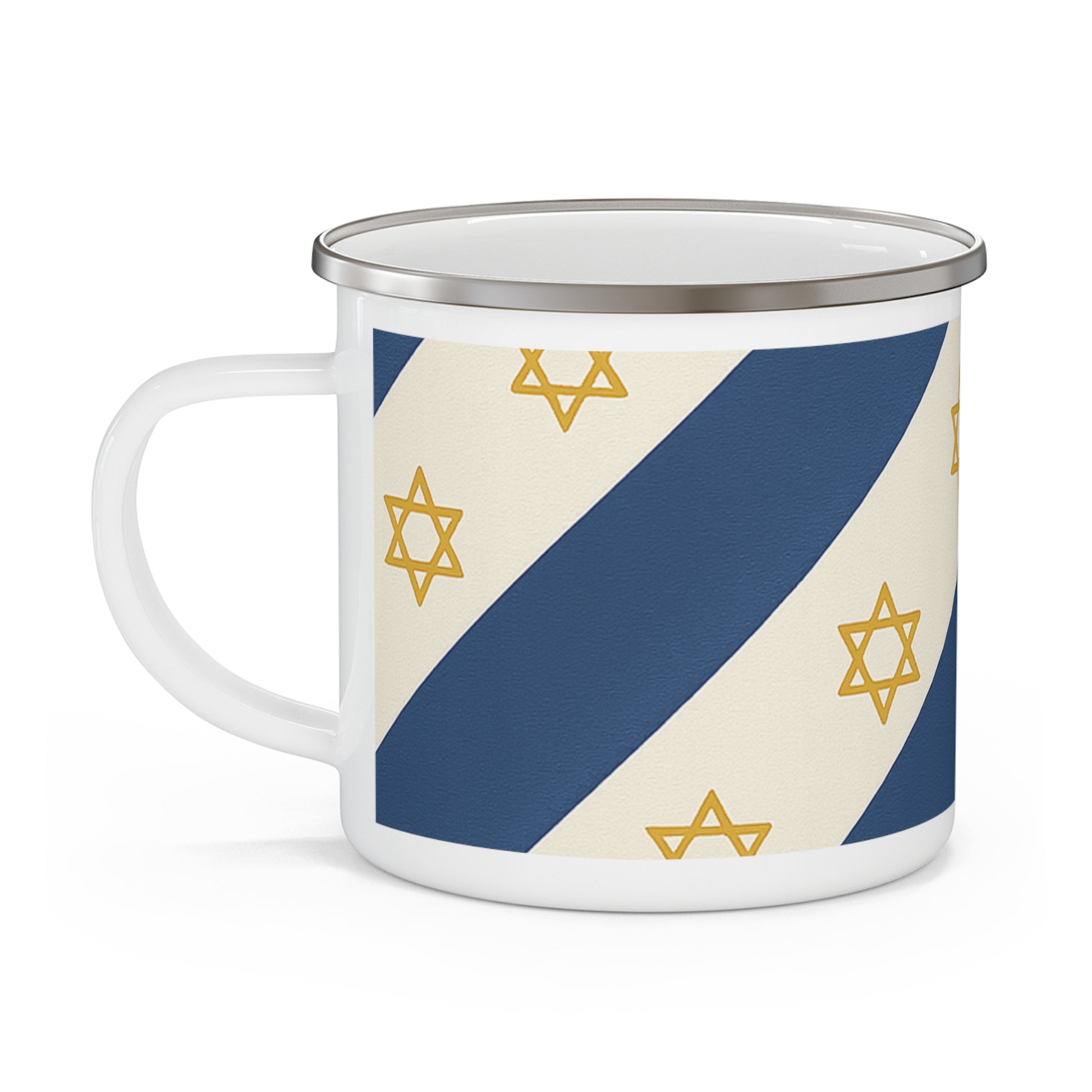 Israel Regalia Stripe Enamel Camping Mug - American Zionist