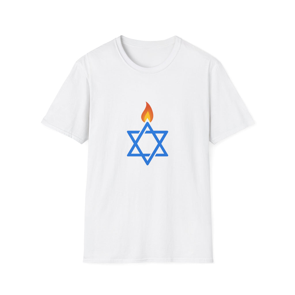 Fire Stars Of David Unisex Softstyle T-Shirt - American Zionist
