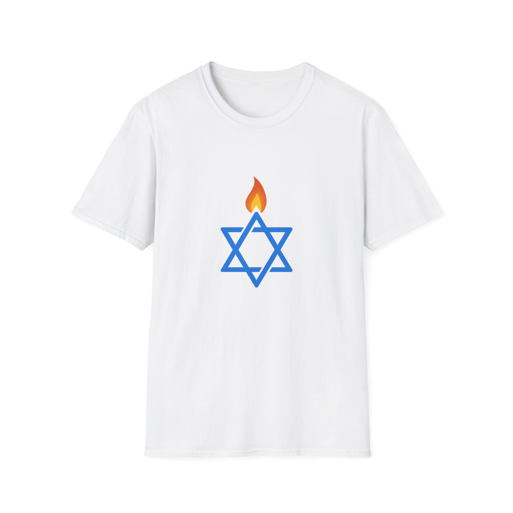 Fire Stars Of David Unisex Softstyle T-Shirt - American Zionist