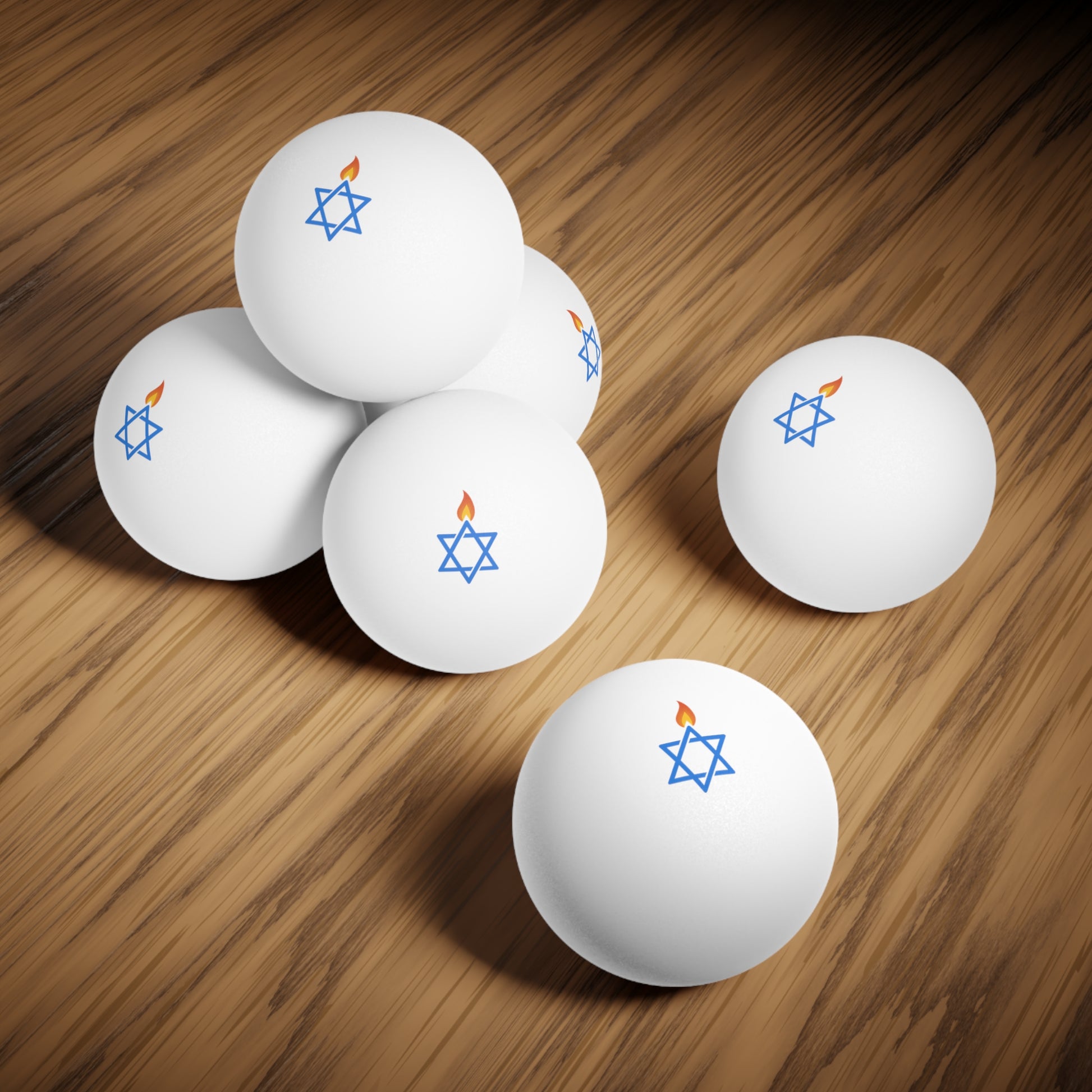 Fire Stars Of David Table Tennis Balls, 6pcs - American Zionist