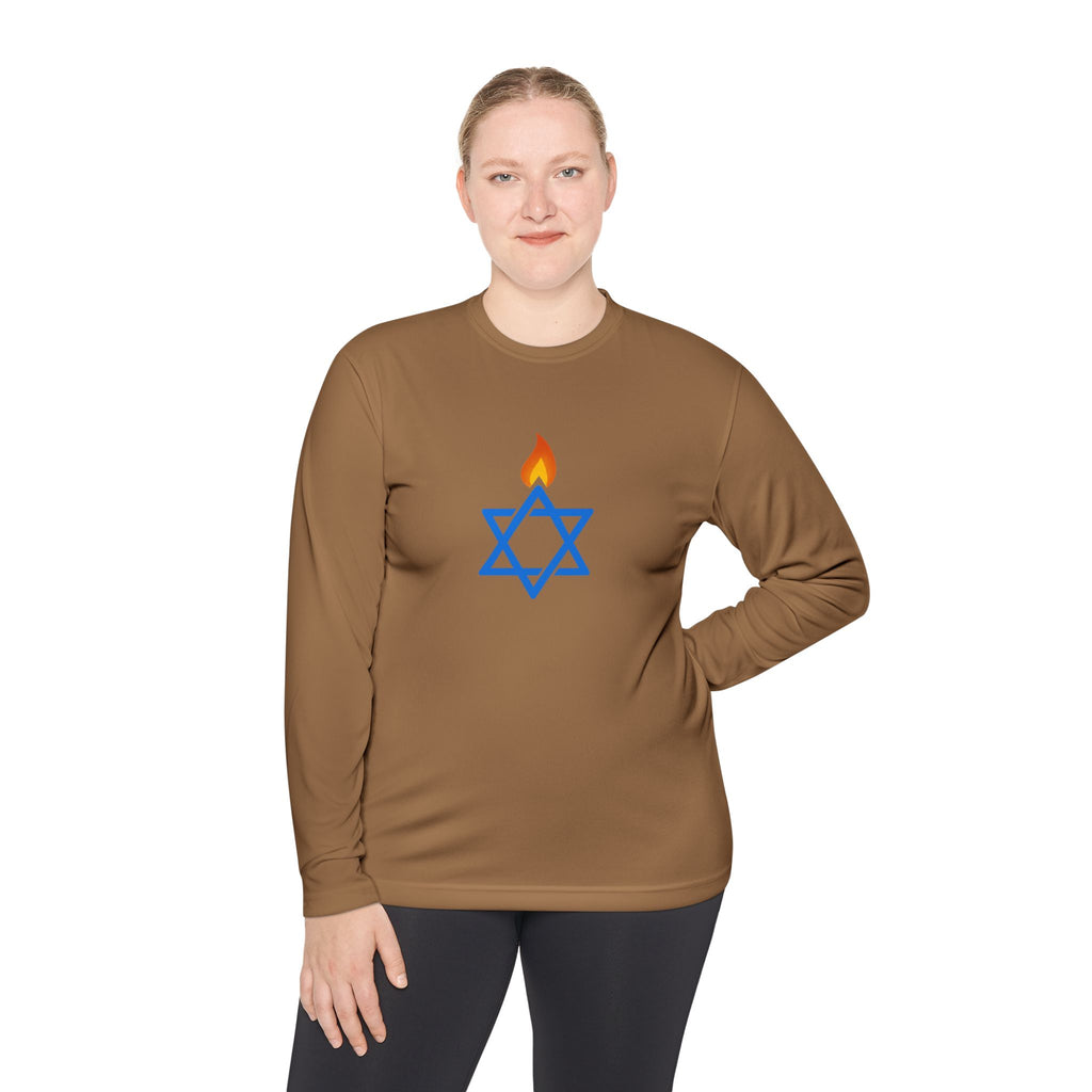Fire Stars Of David Unisex Lightweight Long Sleeve Tee - American Zionist