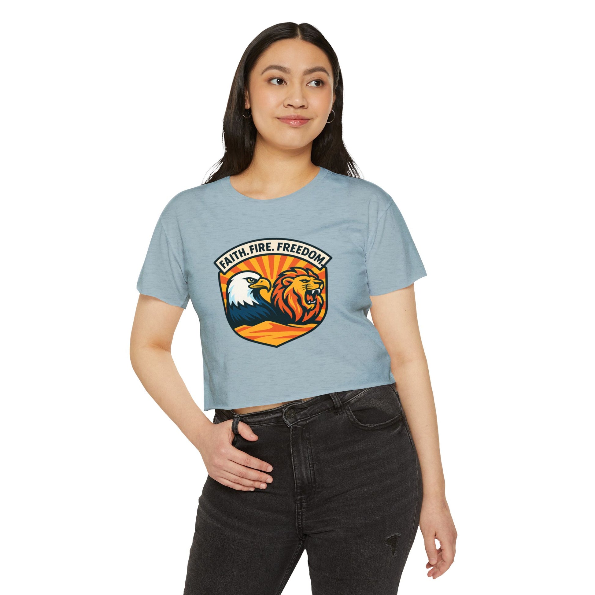 Lions Eagles Rise Women's Festival Crop Top - American Zionist