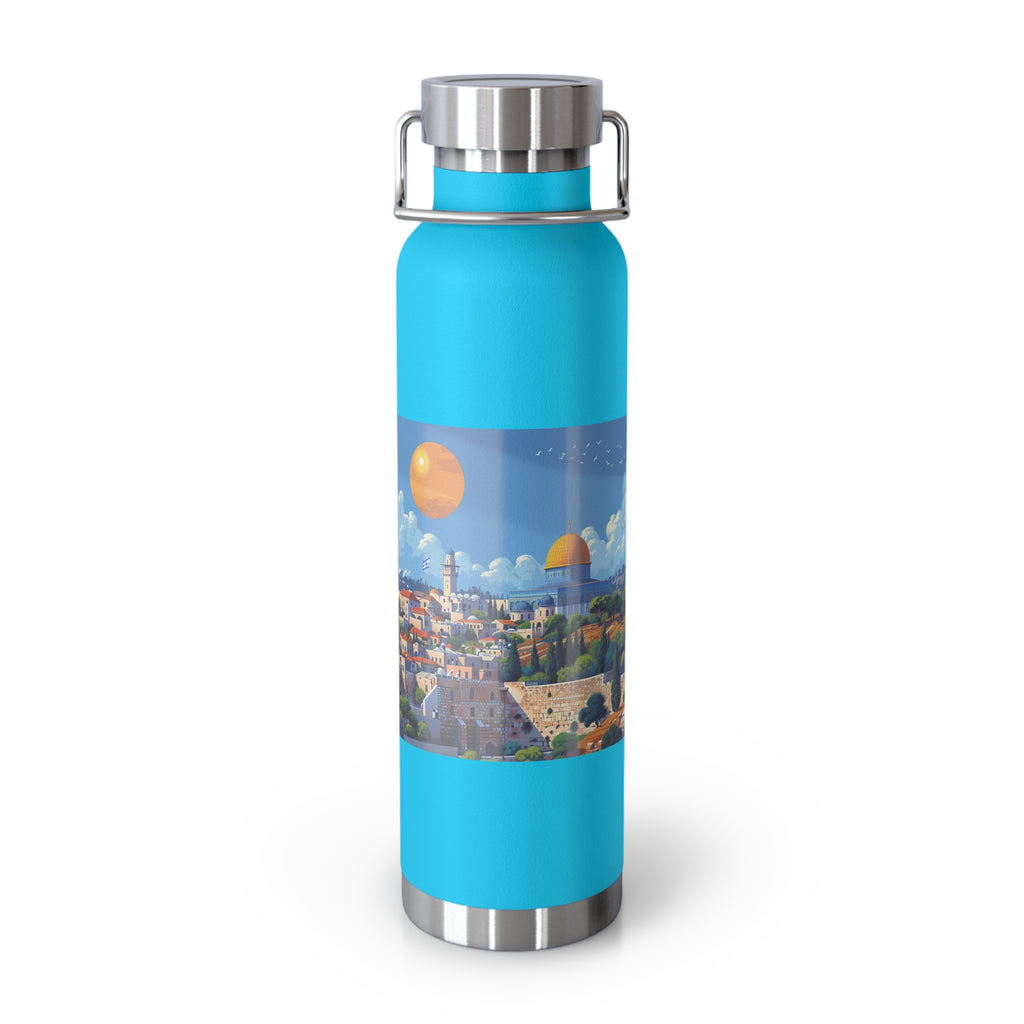 Jerusalem City Skyline Copper Vacuum Insulated Bottle, 22oz - American Zionist