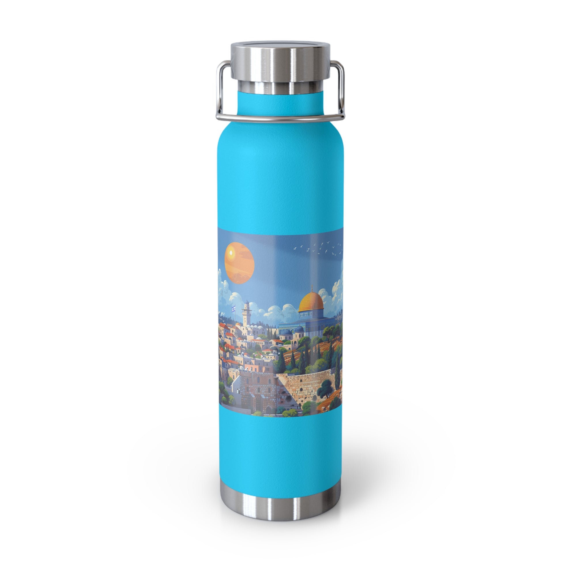 Jerusalem City Skyline Copper Vacuum Insulated Bottle, 22oz - American Zionist