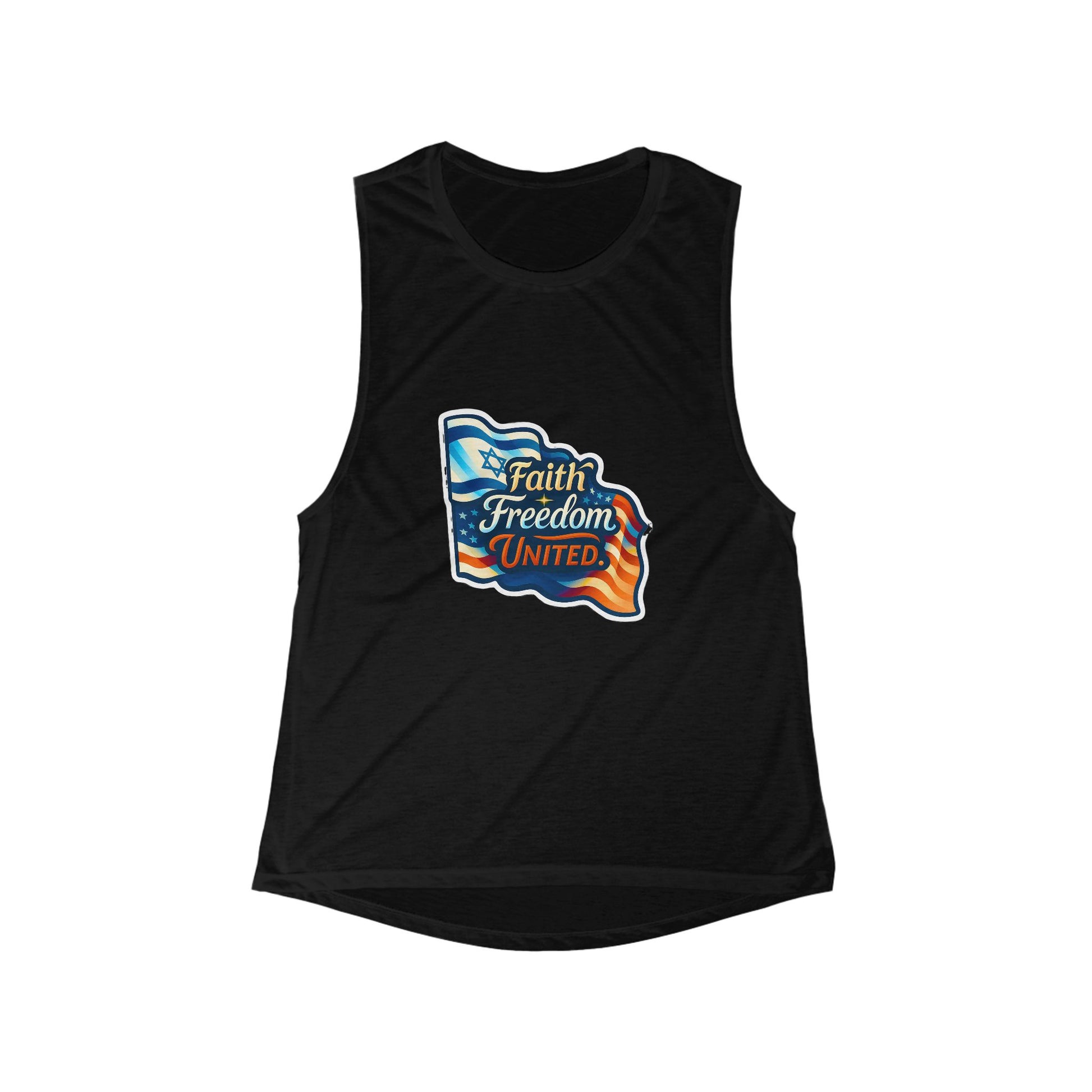 Faith Freedom United Women's Flowy Scoop Muscle Tank - American Zionist