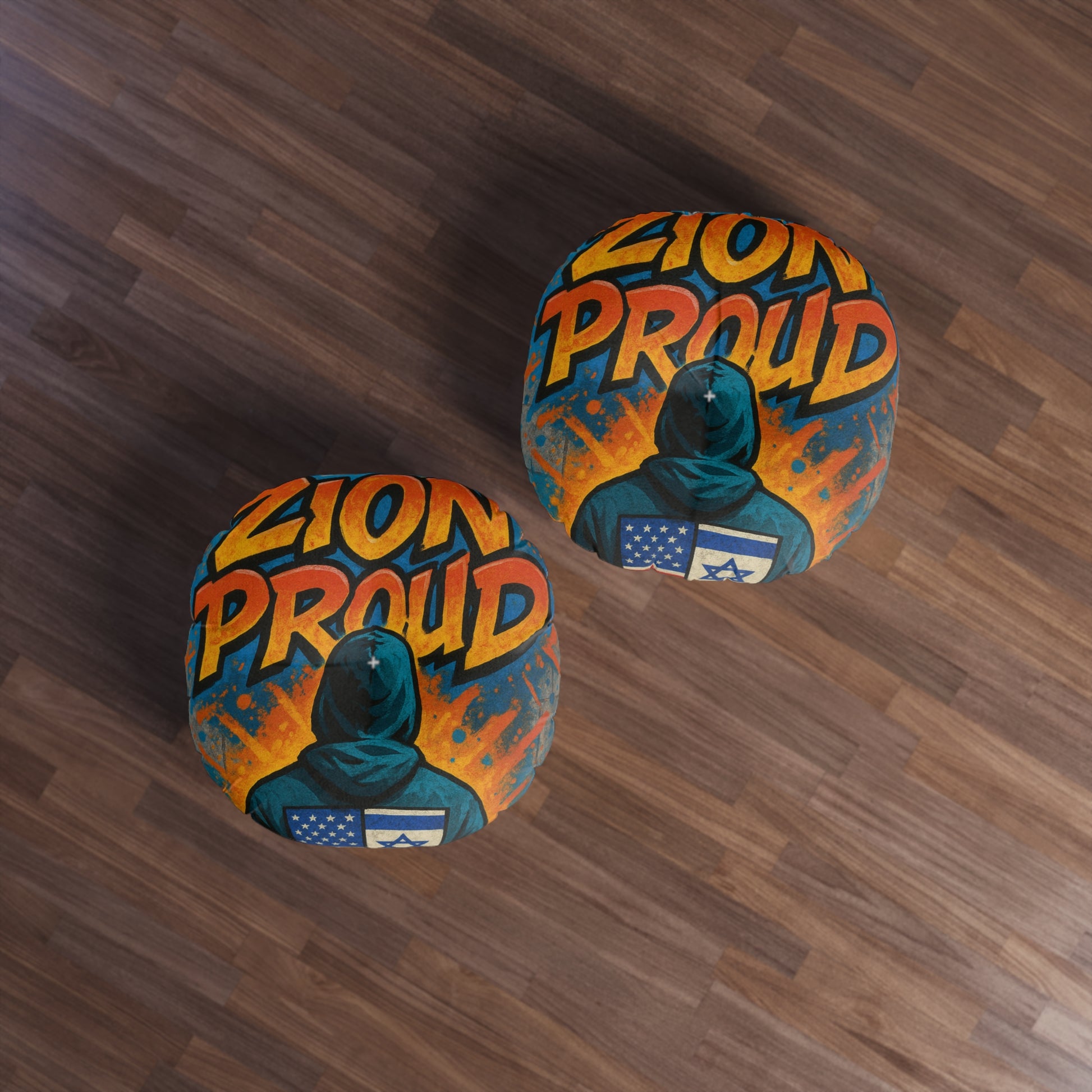 Zion Proud Tufted Floor Pillow, Round - American Zionist