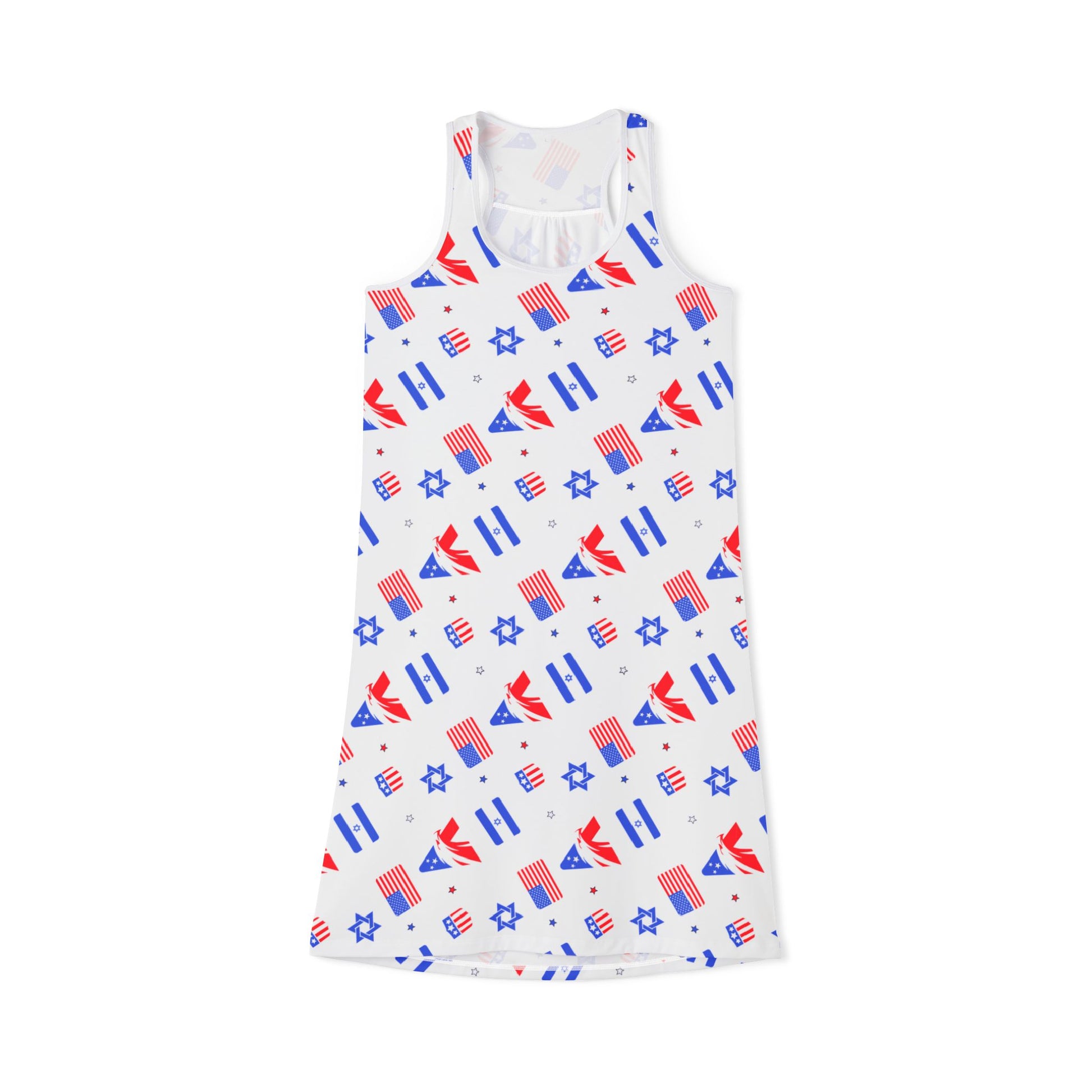 Zionist Eagle Pattern Women's Racerback Dress (AOP) - American Zionist