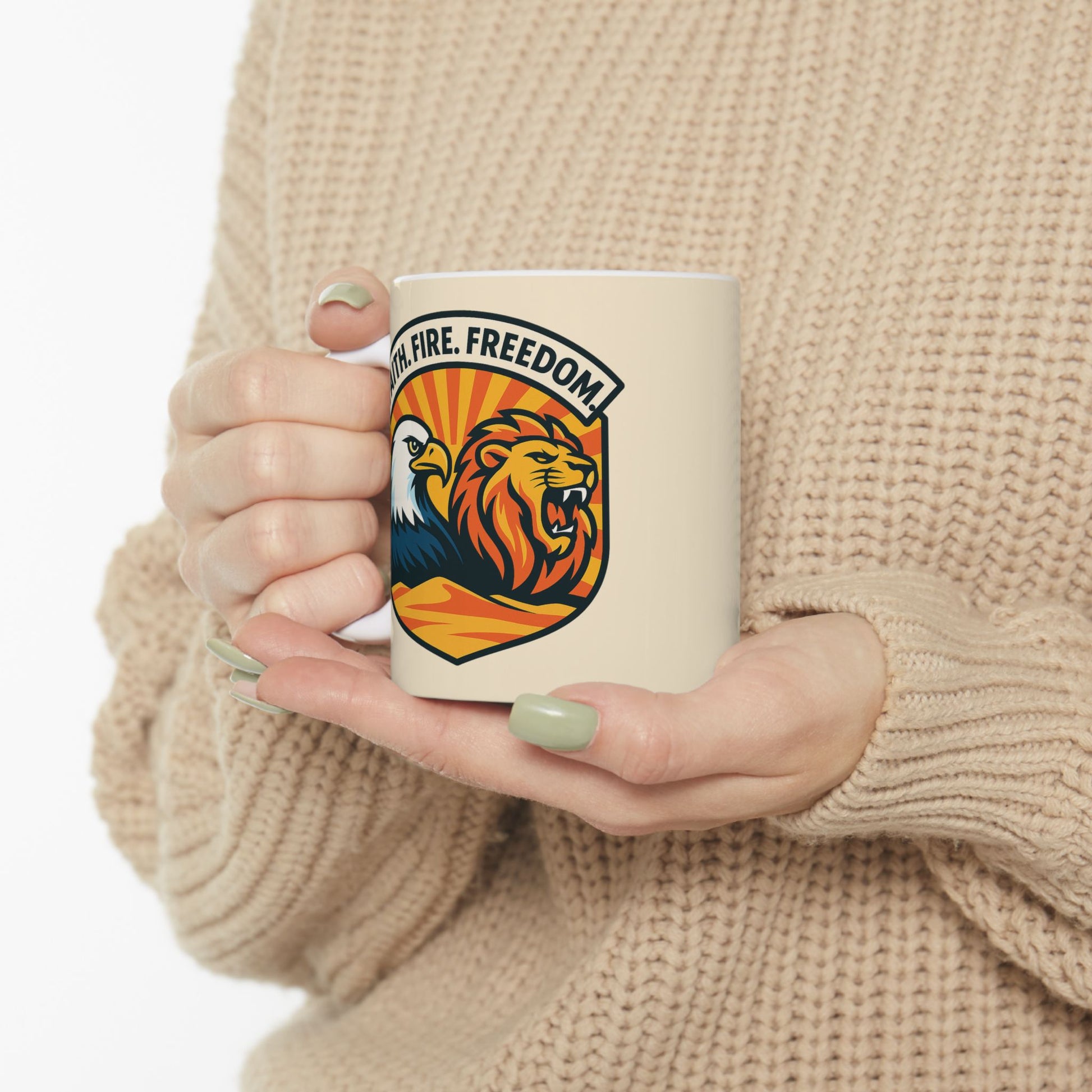 Lions Eagles Rise Ceramic Mug, (11oz, 15oz) - American Zionist
