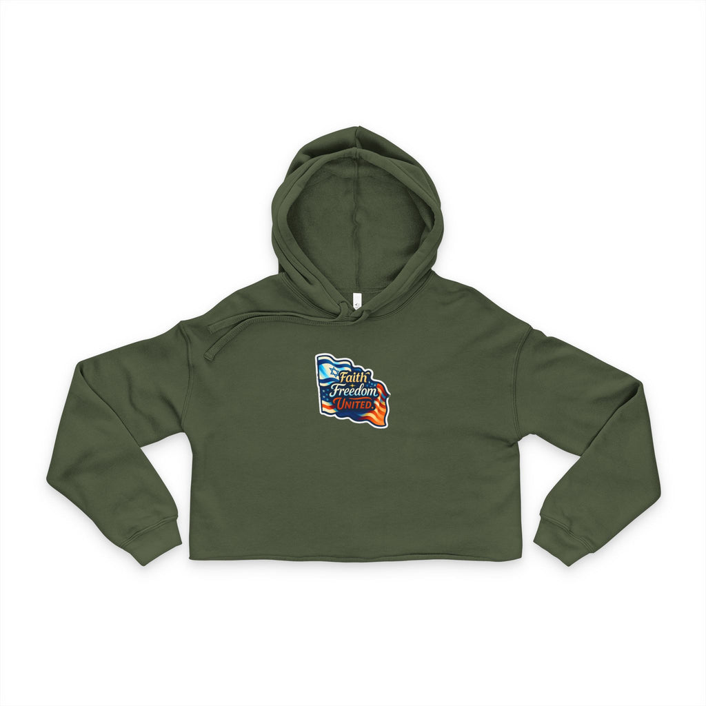 Faith Freedom United Women's Cropped Hoodie - American Zionist
