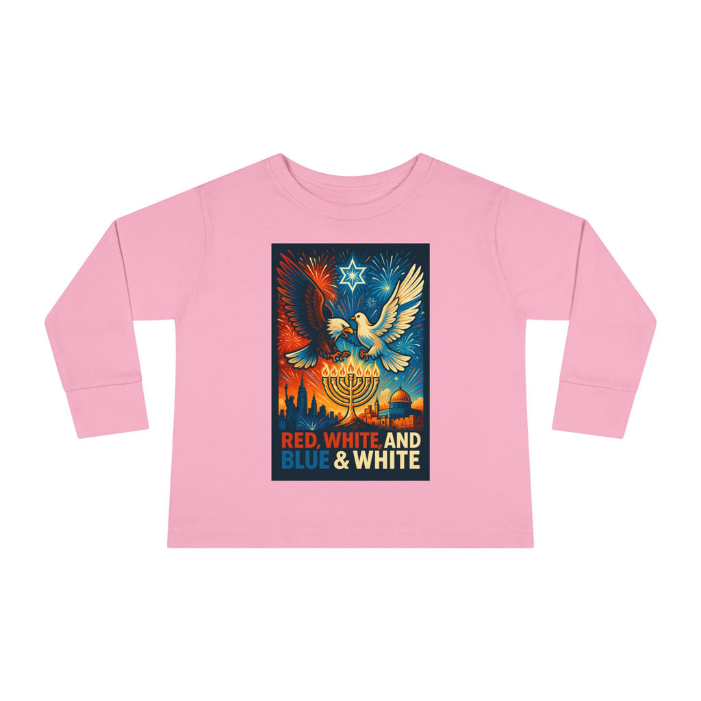 Red White and Blue Toddler Long Sleeve Tee - American Zionist