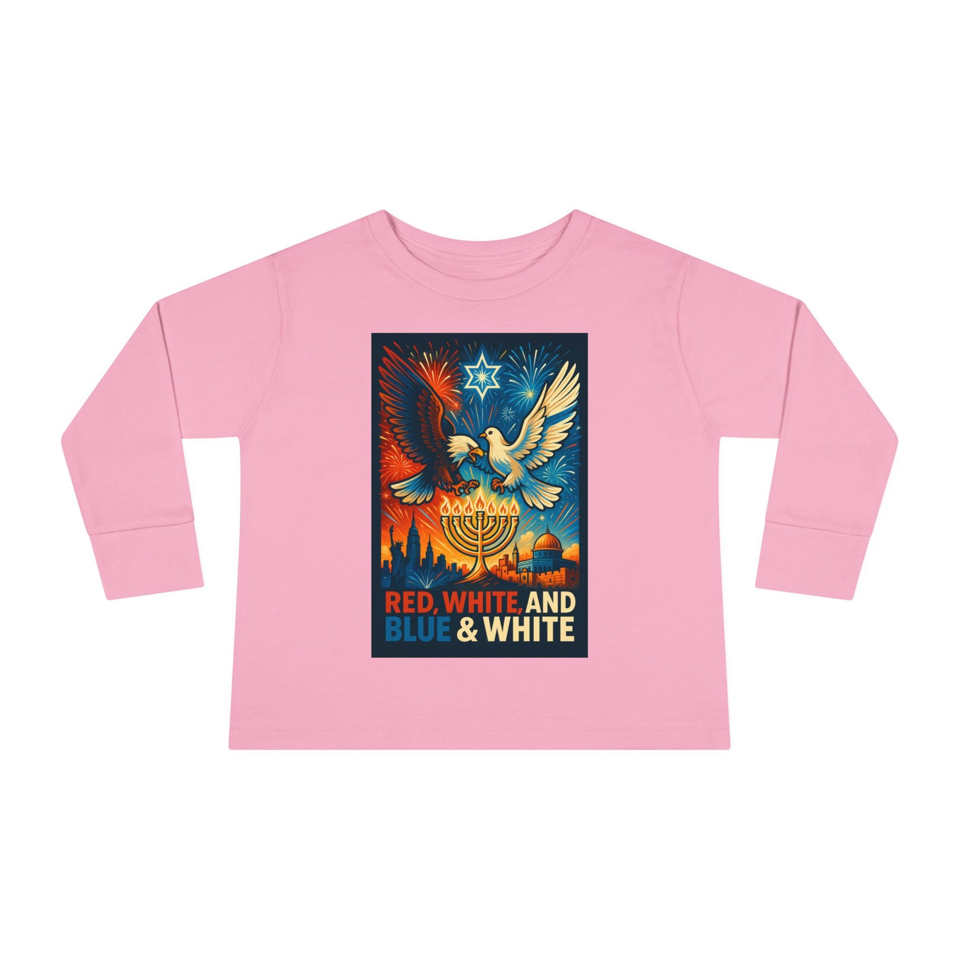 Red White and Blue Toddler Long Sleeve Tee - American Zionist