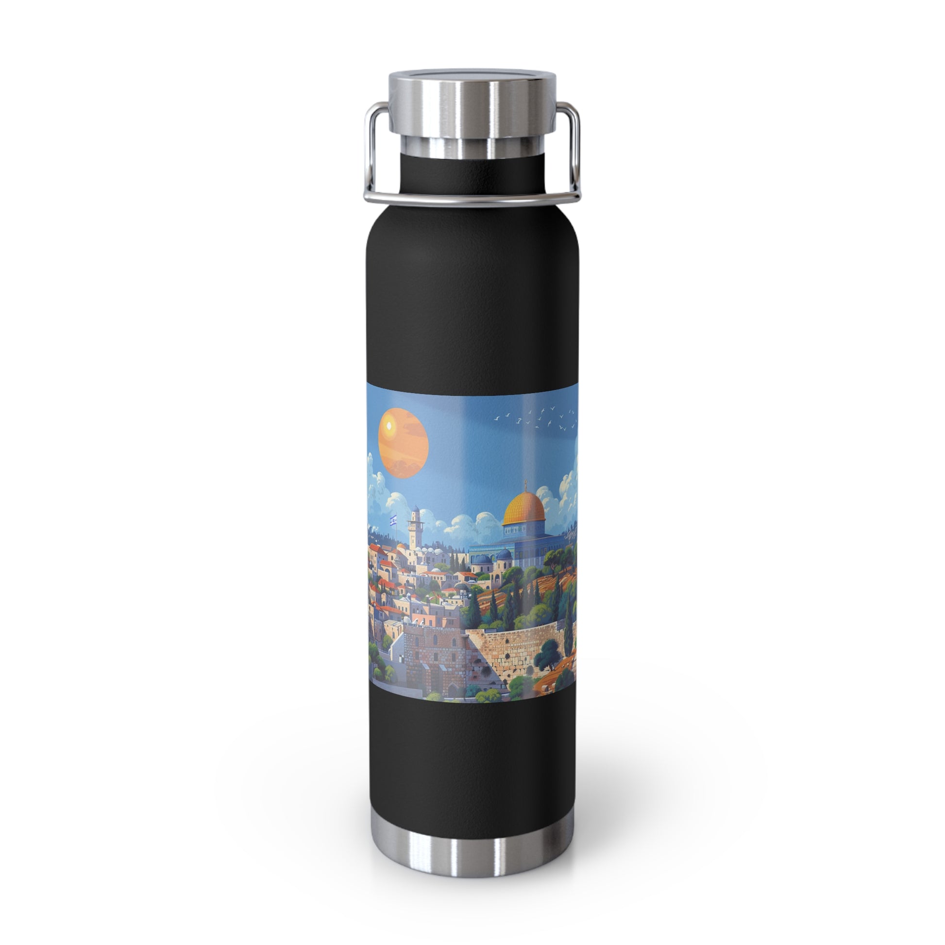 Jerusalem City Skyline Copper Vacuum Insulated Bottle, 22oz - American Zionist