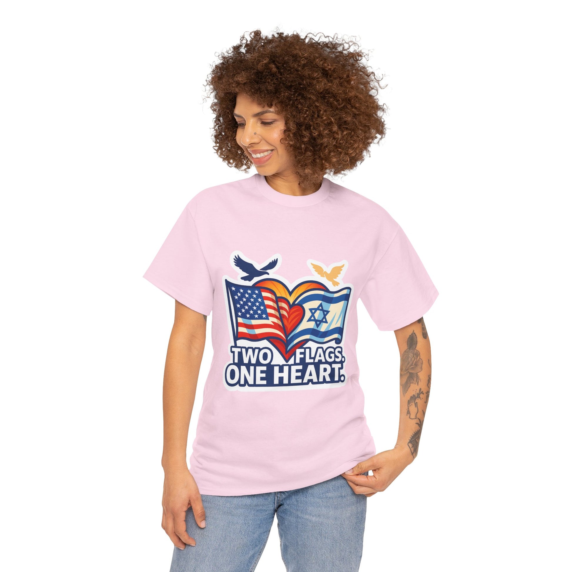 Two Flags One Heart Unisex Heavy Cotton Tee - American Zionist