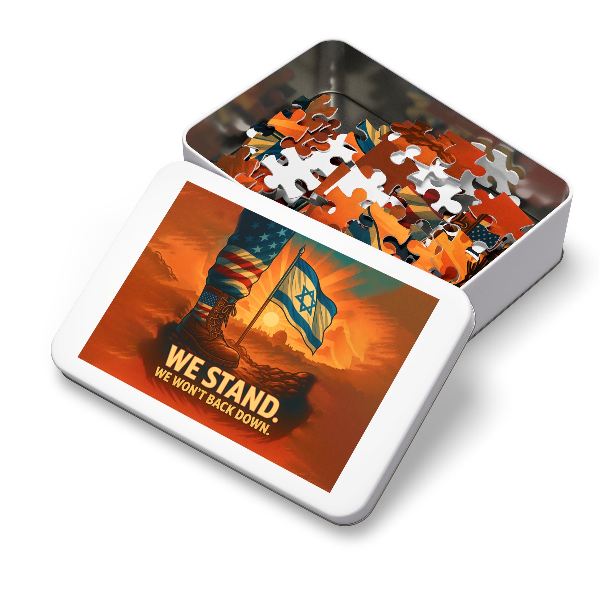We Stand Jigsaw Puzzle with Tin - American Zionist
