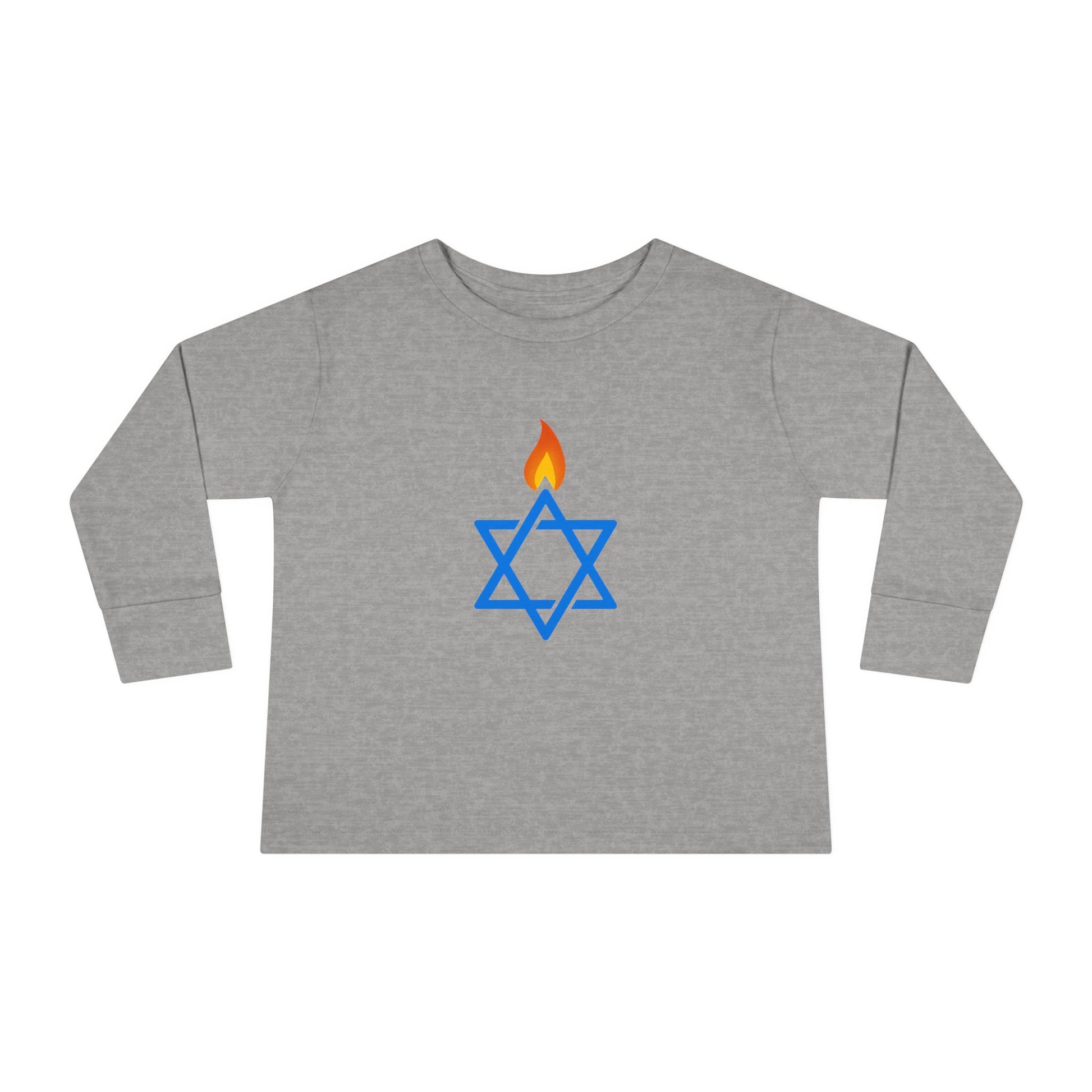 Fire Stars Of David Toddler Long Sleeve Tee - American Zionist
