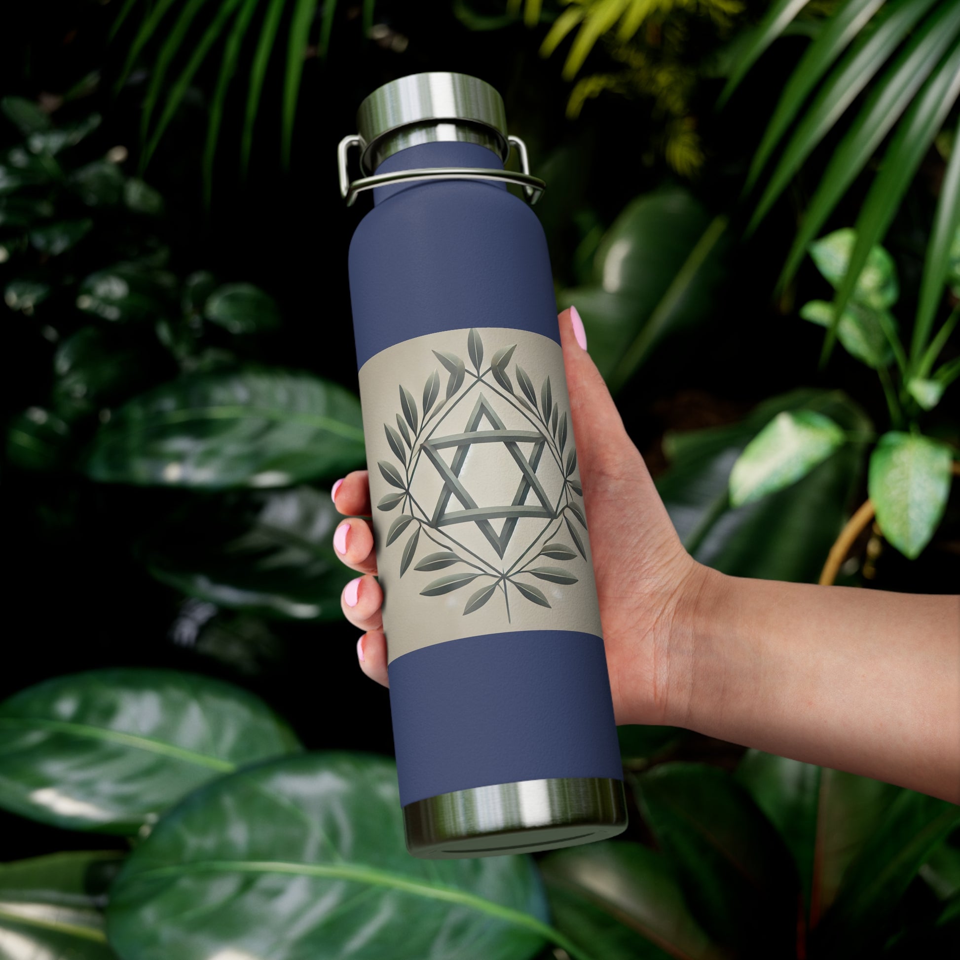 Olive and Star of David Copper Vacuum Insulated Bottle, 22oz - American Zionist
