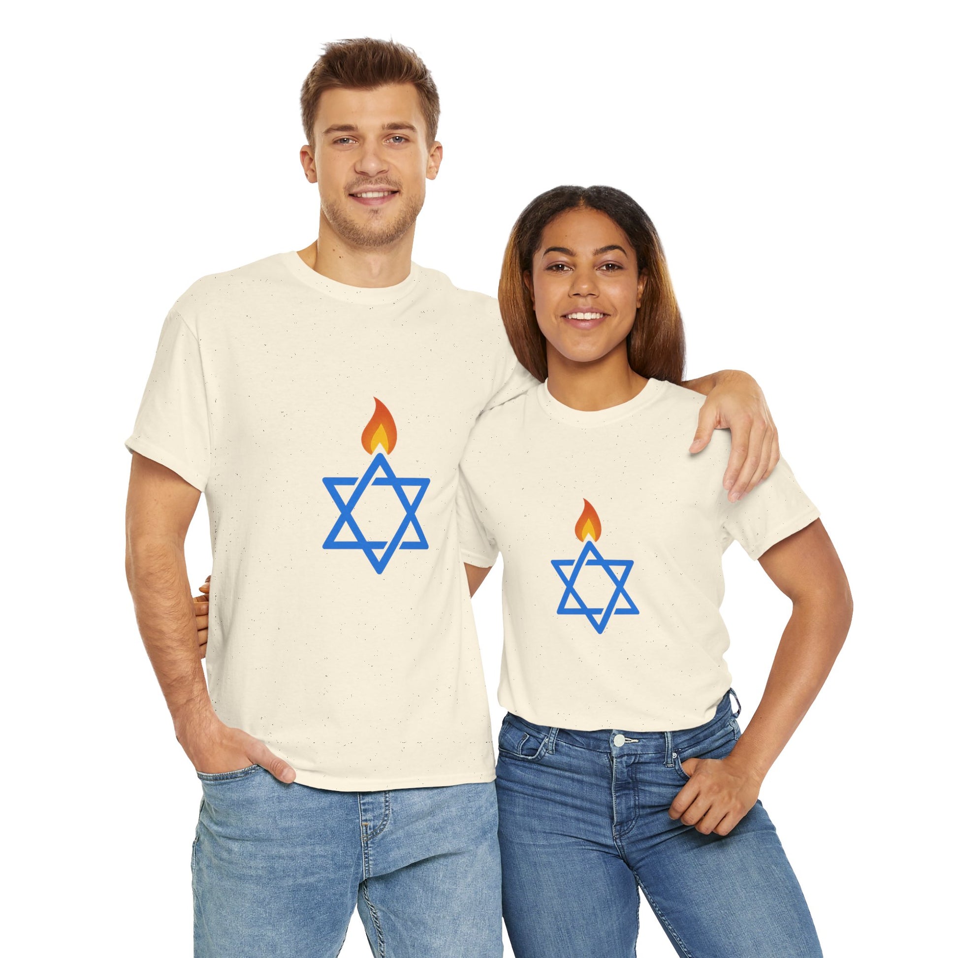 Fire Stars Of David Unisex Heavy Cotton Tee - American Zionist