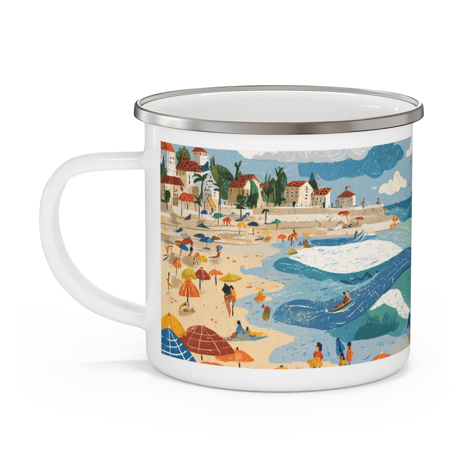 Tel Aviv Beach Enamel Camping Mug - American Zionist